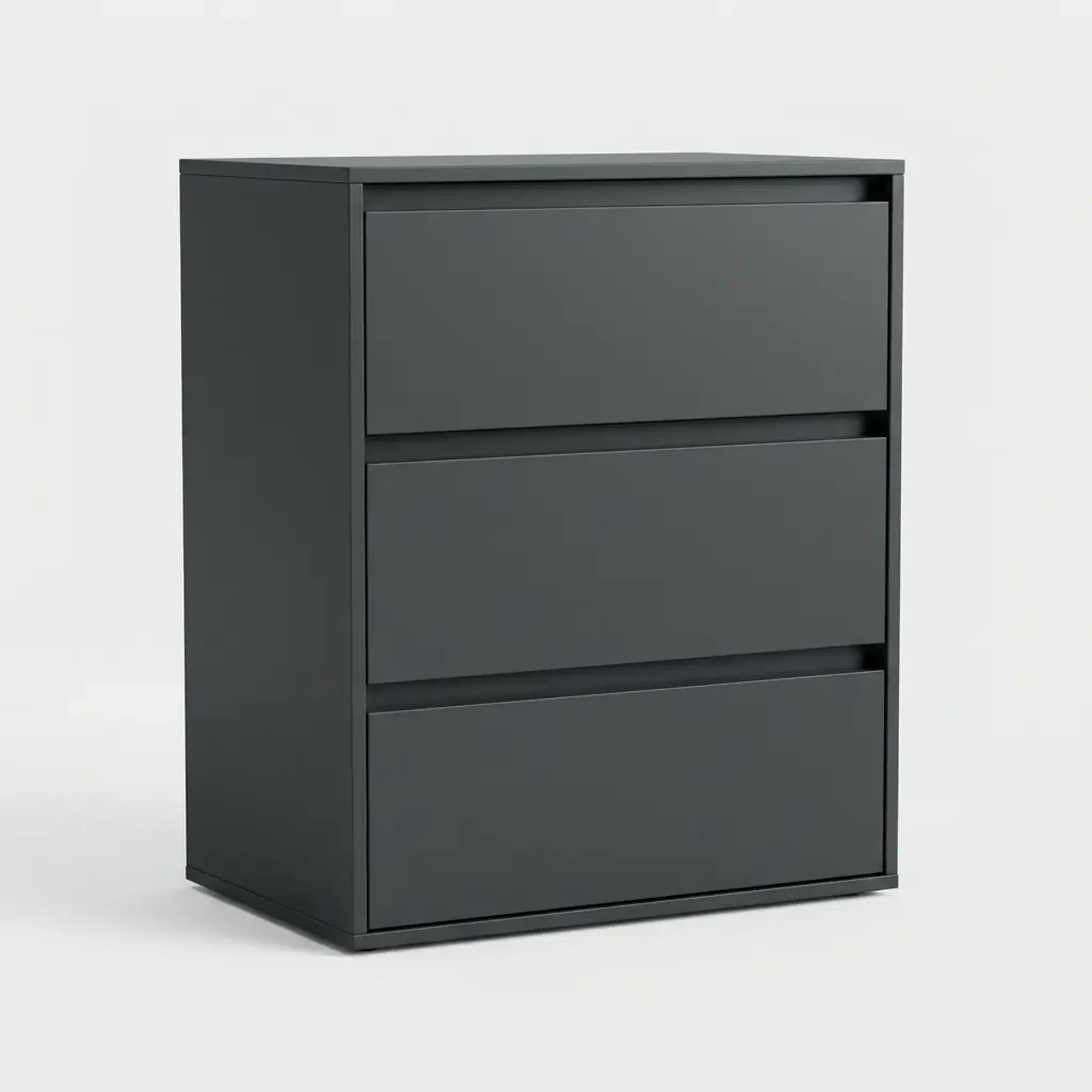 Comoda 4home Ideea K, 76x60x42 cm, 3 sertare, Gri Grafit/Gri Grafit