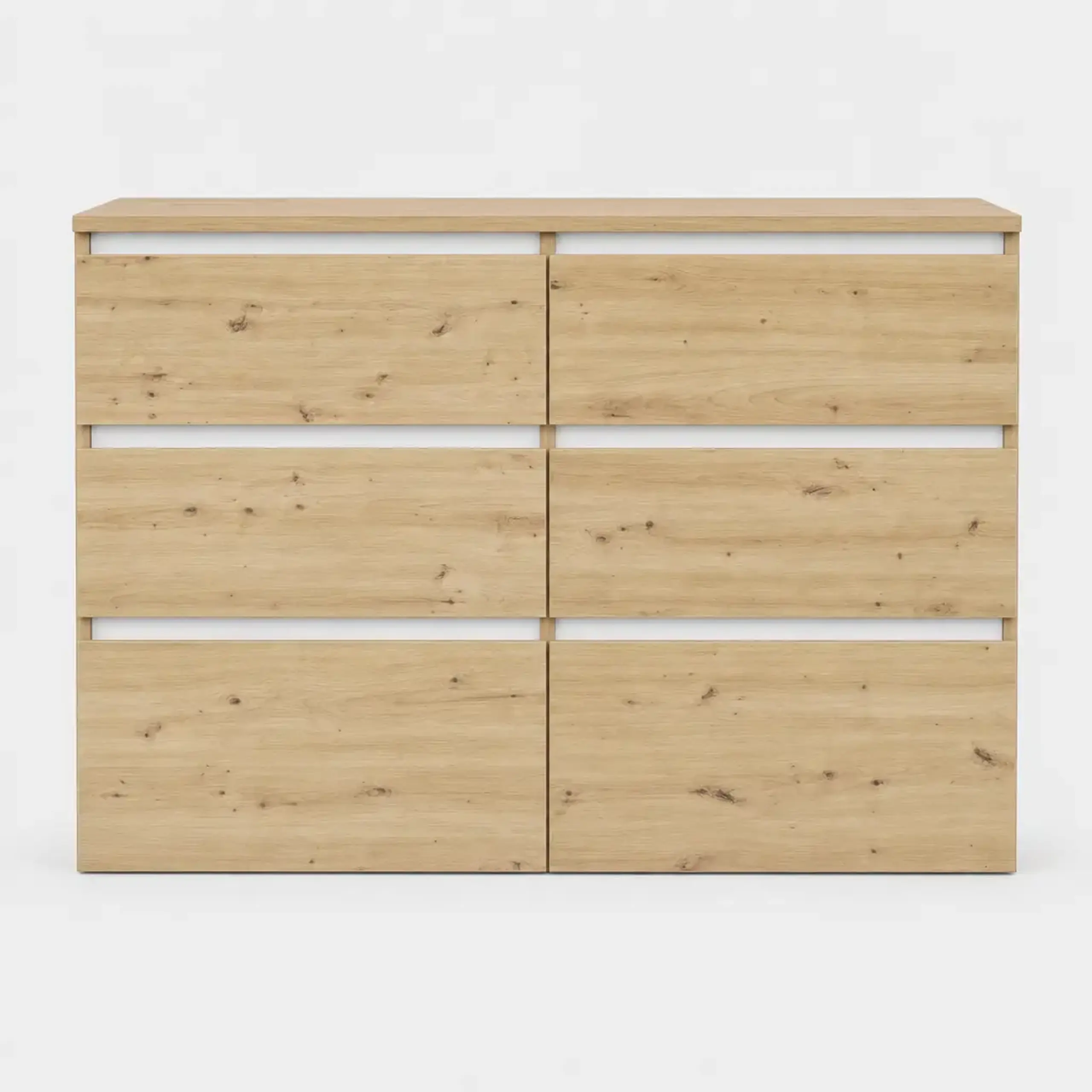 Comoda 4home Ideea K, 76x120x42 cm, 6 sertare, Stejar Artizanal/Nimfea Alba