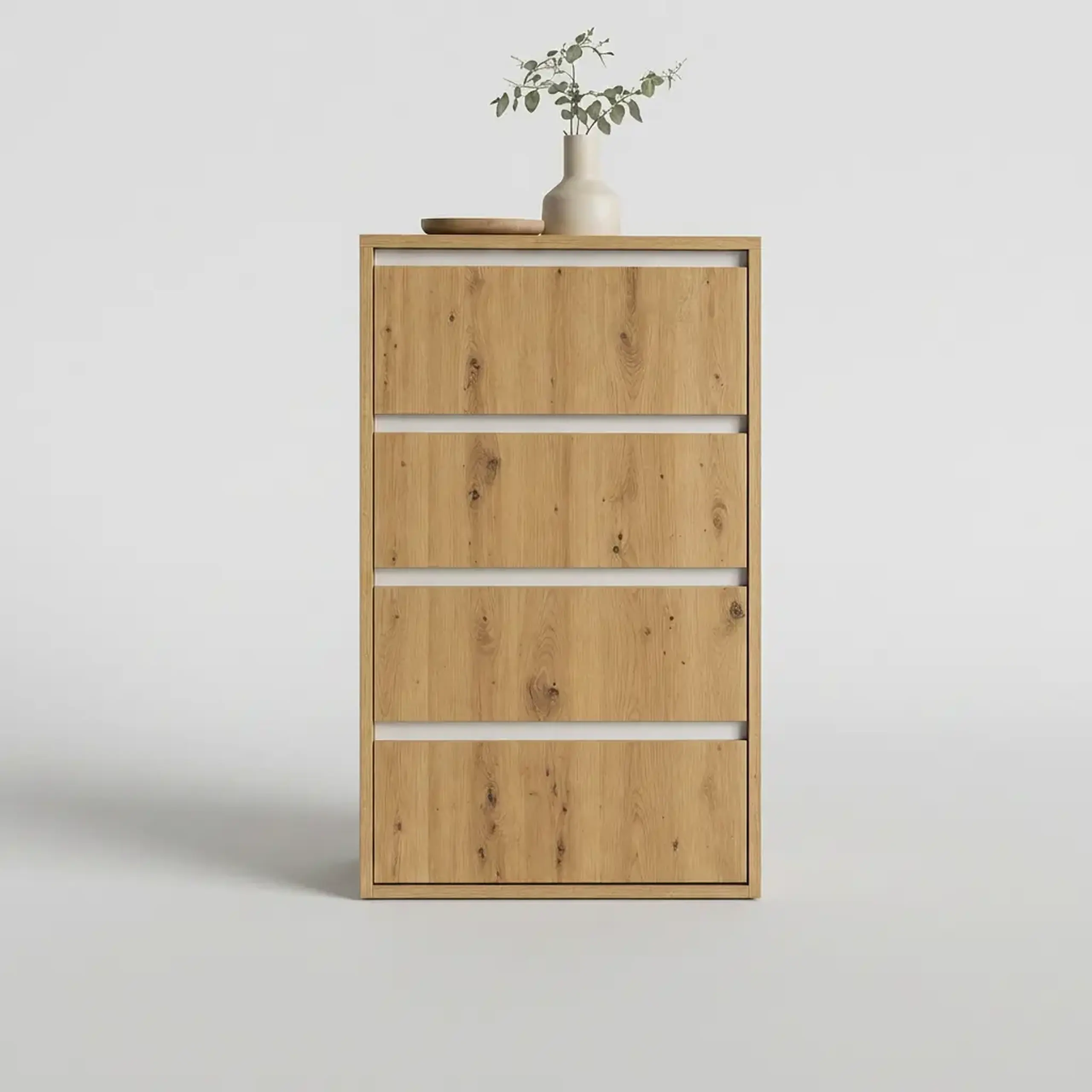 Comoda 4home Ideea K, 60x100x42 cm, 4 sertare, Stejar Artizanal/Nimfea Alba