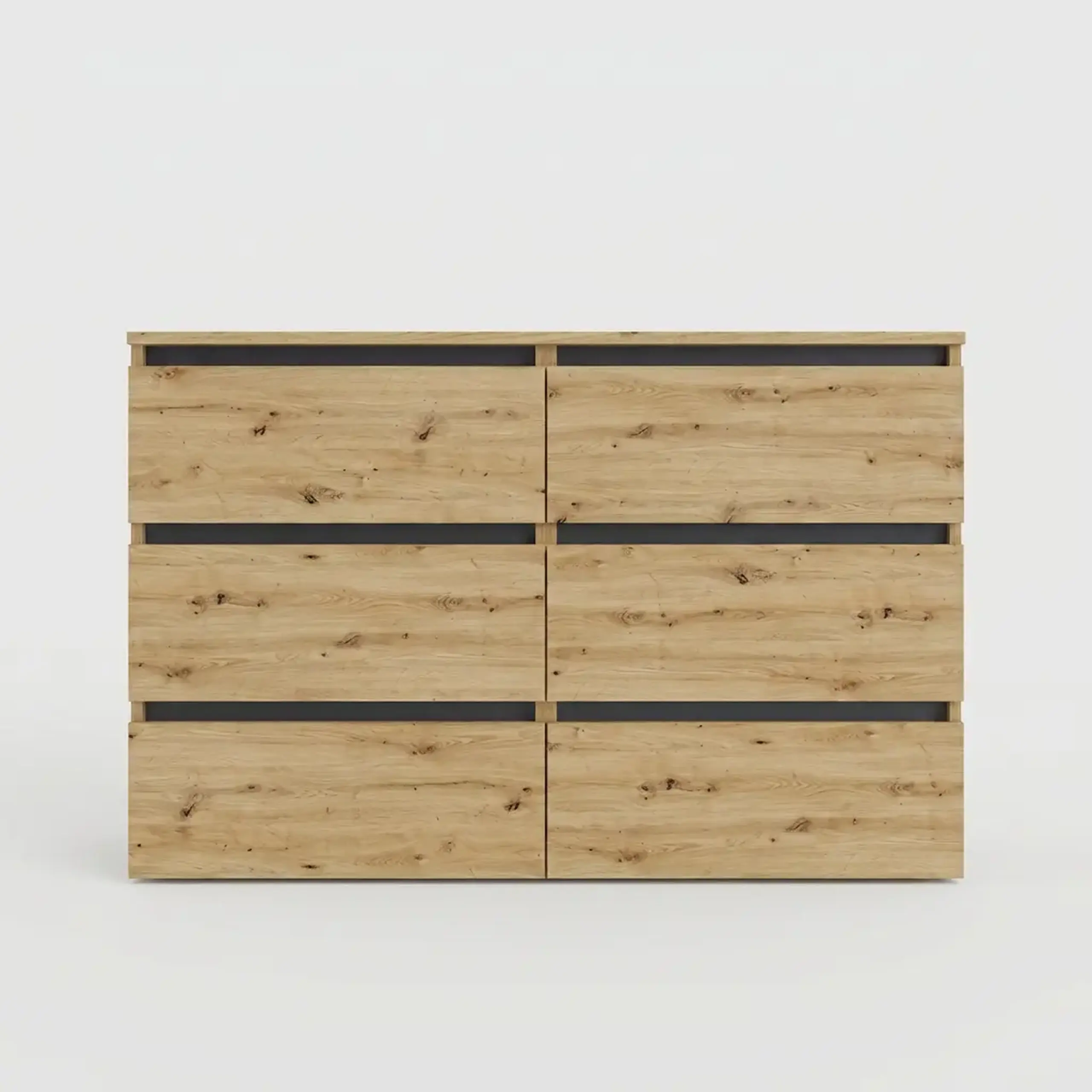 Comoda 4home Ideea K, 76x120x42 cm, 6 sertare, Stejar Artizanal/Gri Grafit