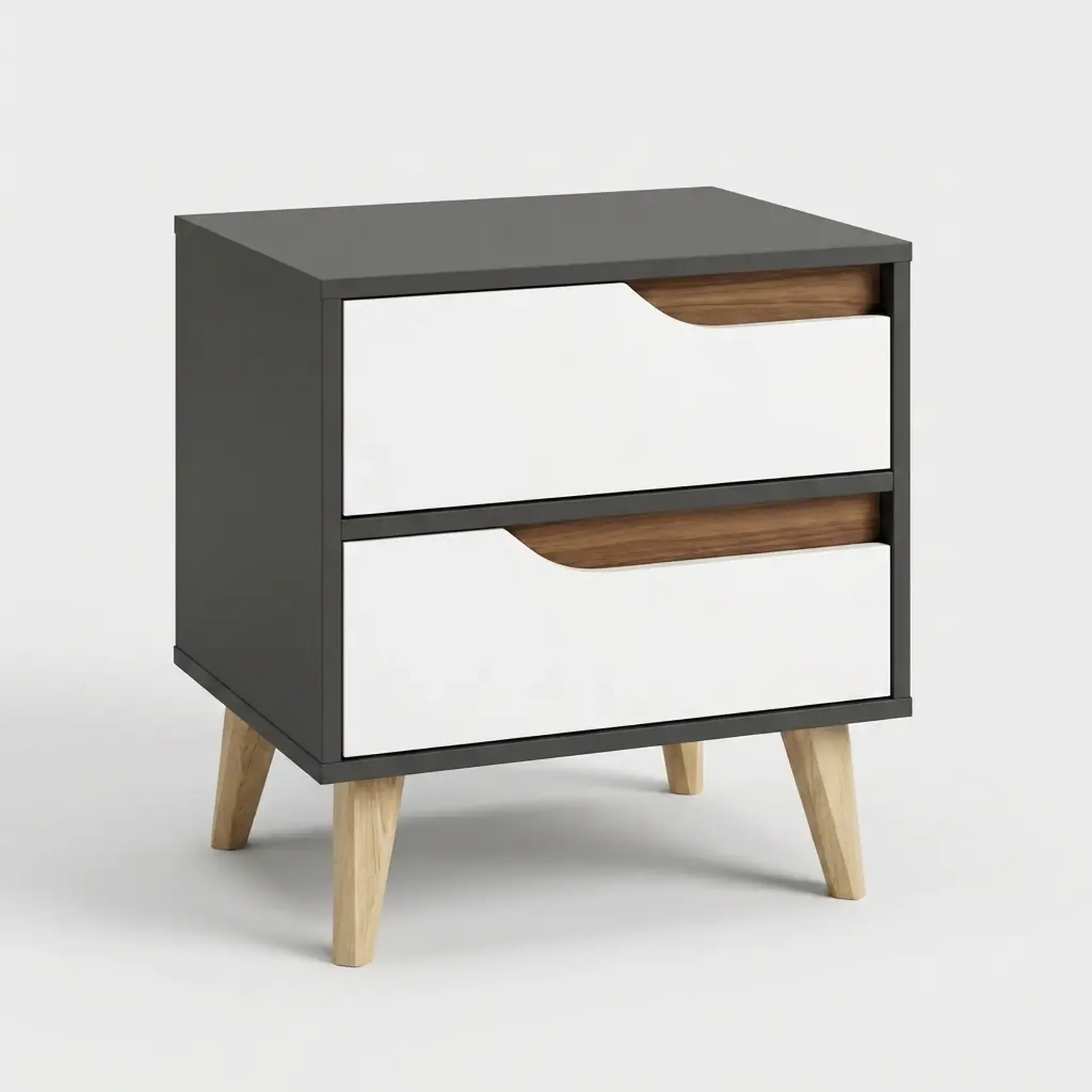 Тумба Wood 2Ш 500/530/400, Антрацит/Нимфея альба/Дуб крафт золотой