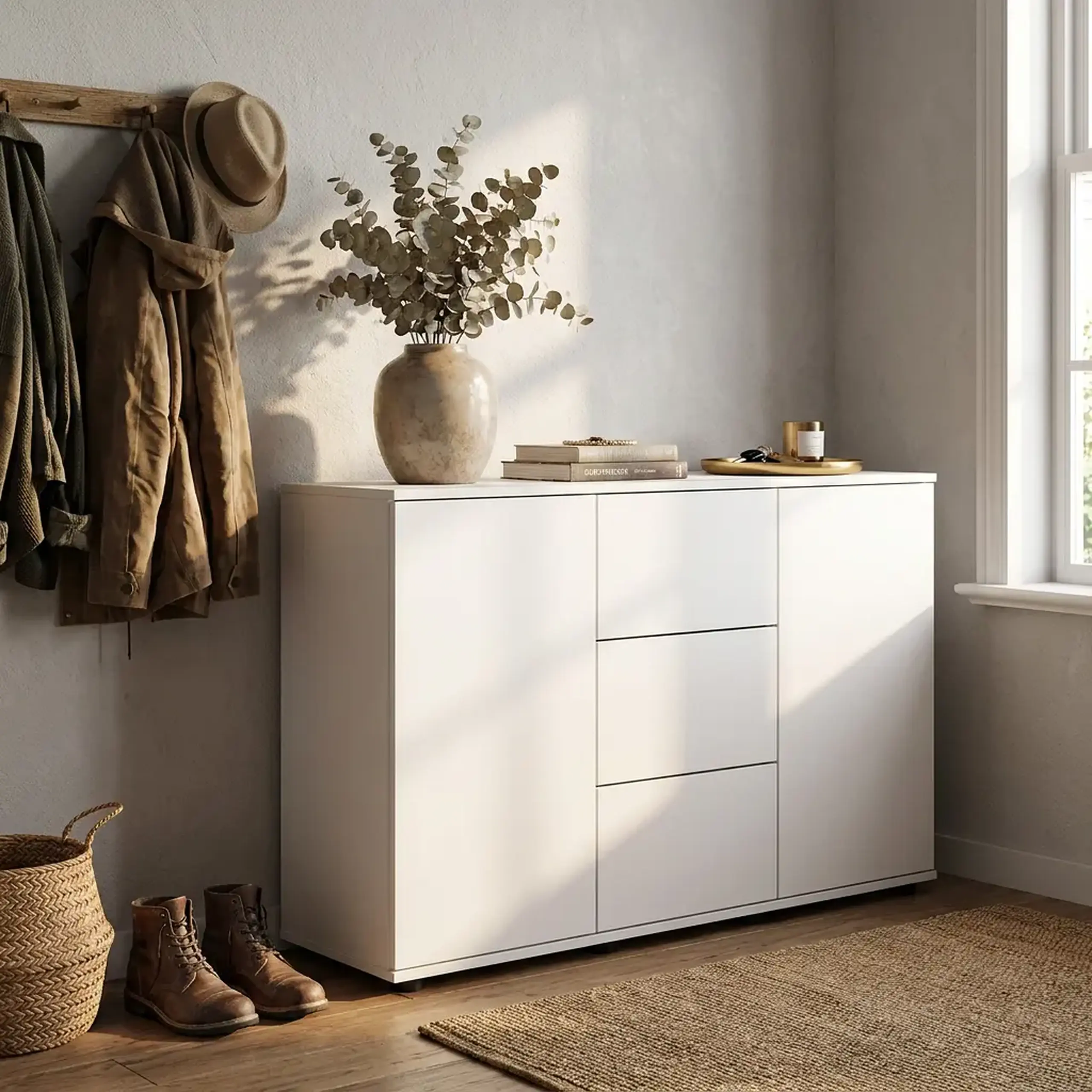 Comoda 4home Solo, 135x80x42 cm, Nimfea Alba/Nimfea Alba