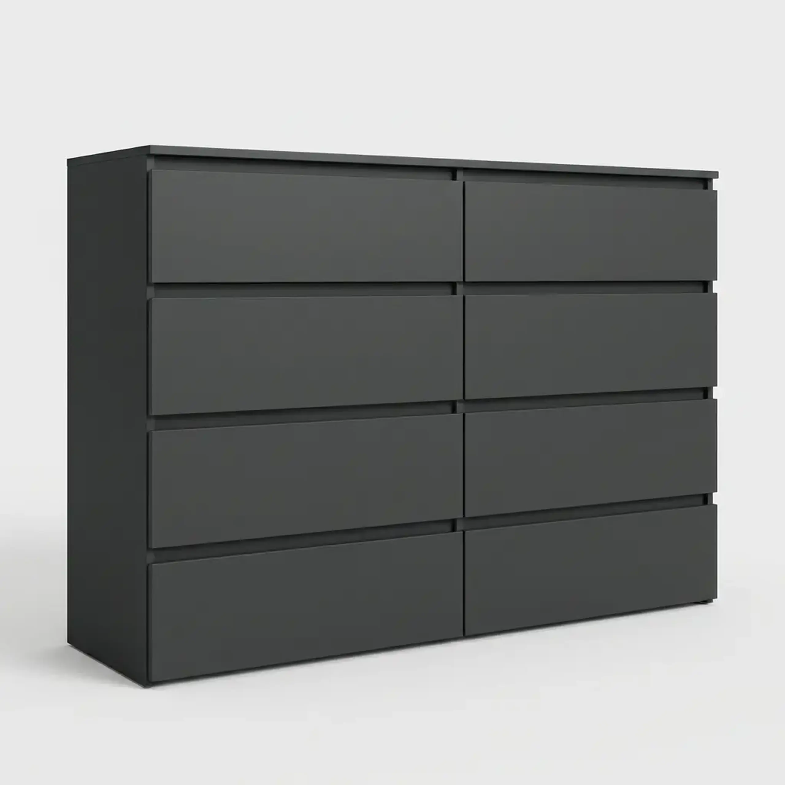 Comoda 4home Ideea K, 100x160x42 cm, 8 sertare, Gri Grafit/ Gri Grafit