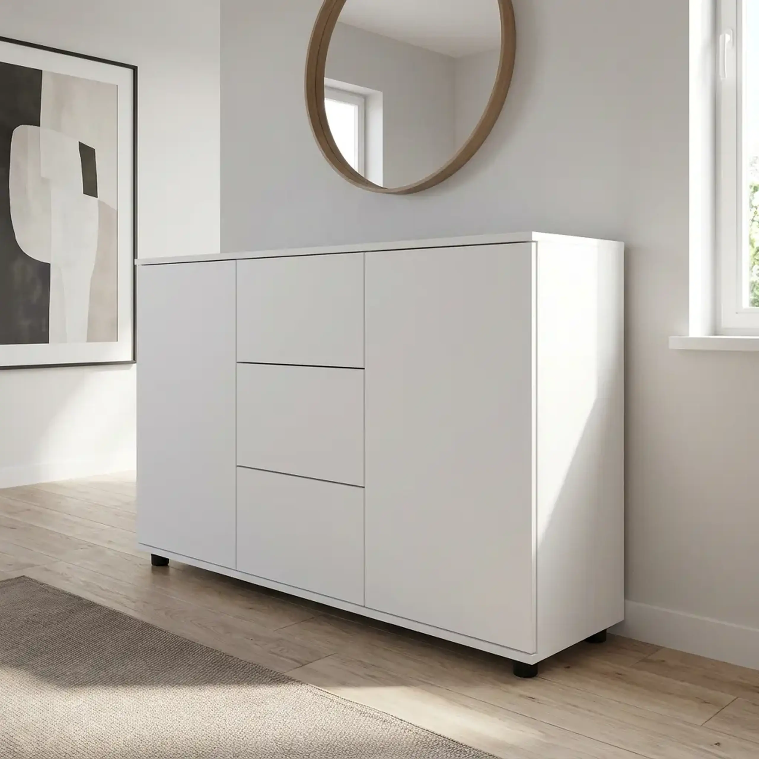 Comoda 4home Solo, 135x80x42 cm, Nimfea Alba/Nimfea Alba