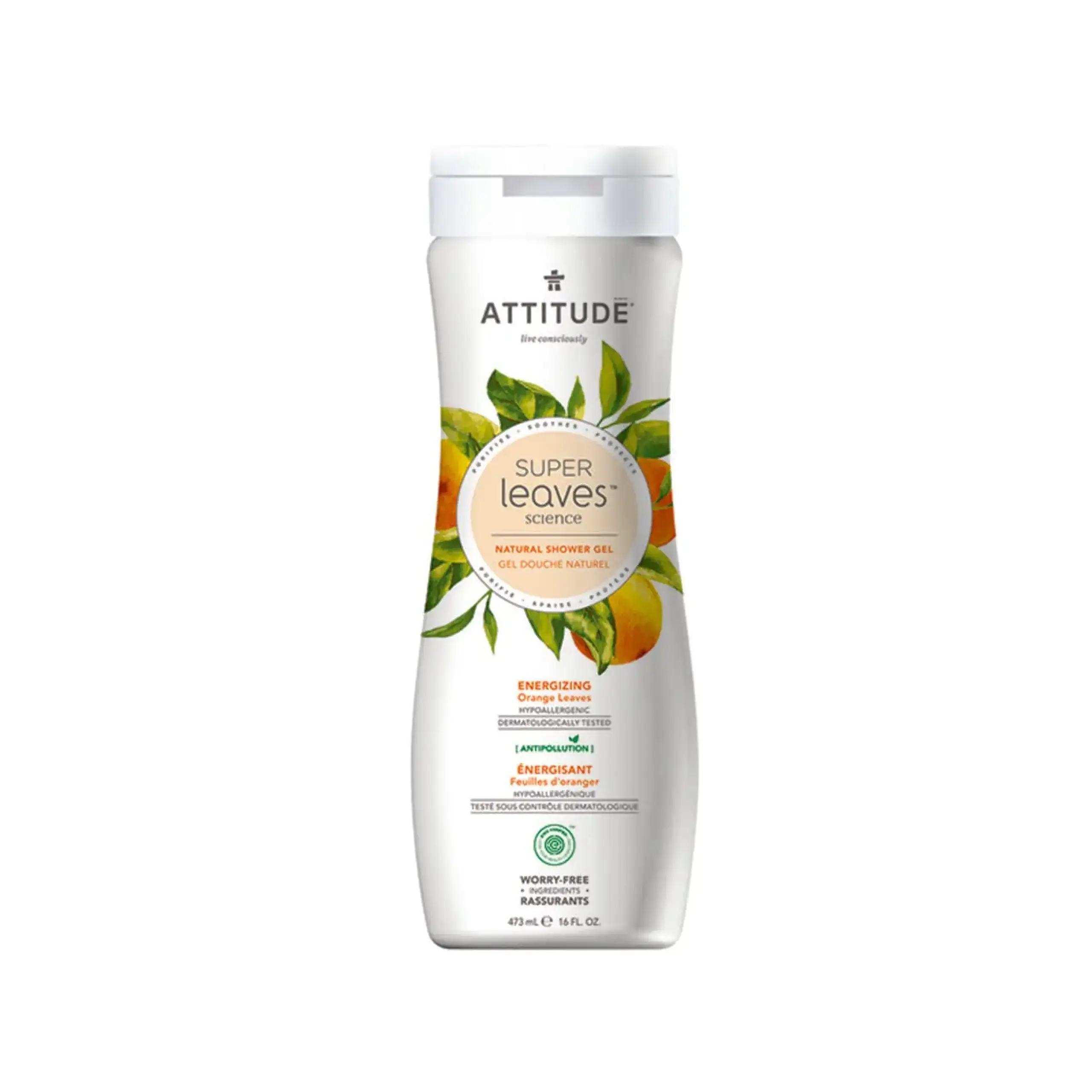 Gel de duș Super Leaves Energizing Orange Leaves, 473 ml — ATTITUDE