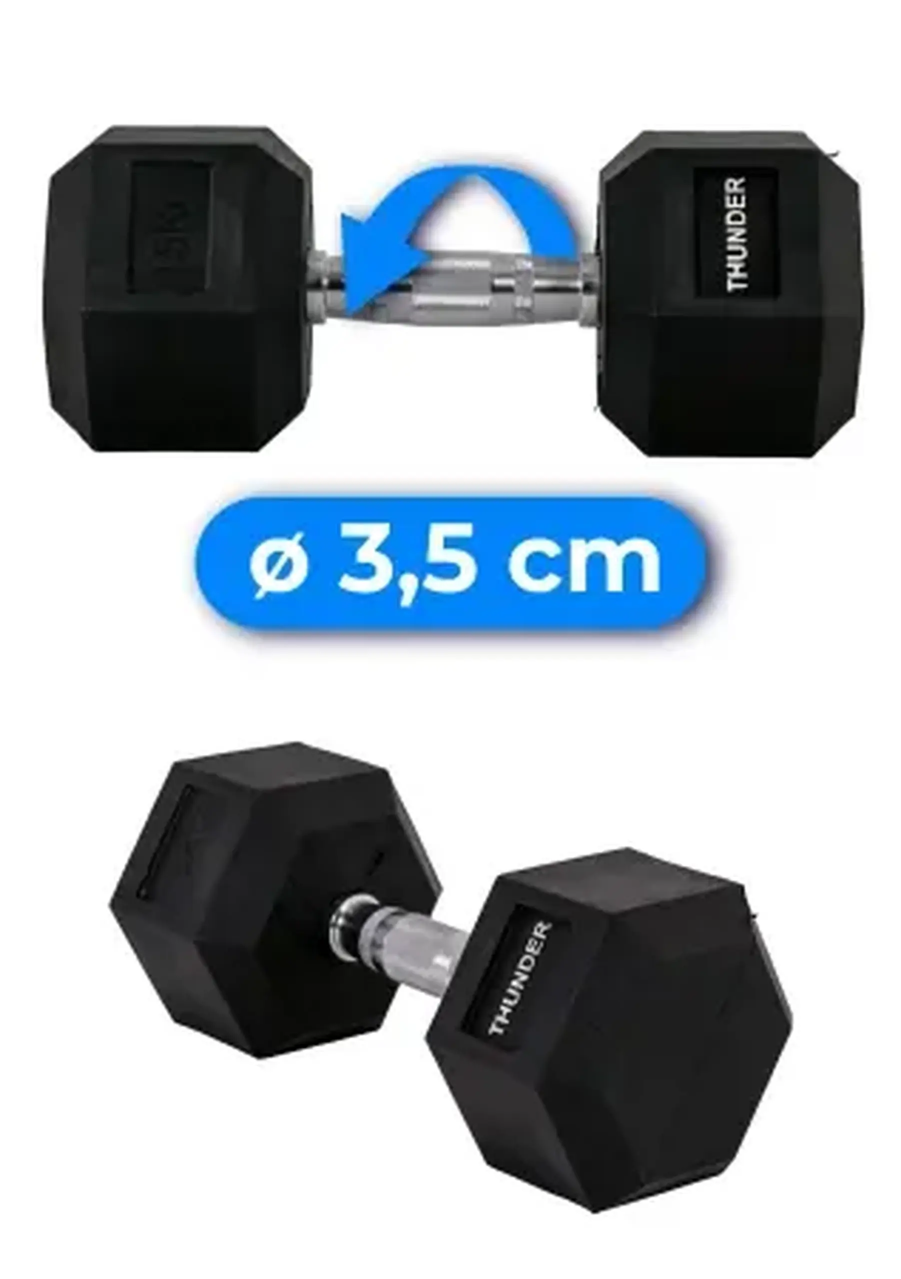 Gantera HEXAGONAL DUMBBELLS Thunder 15KG