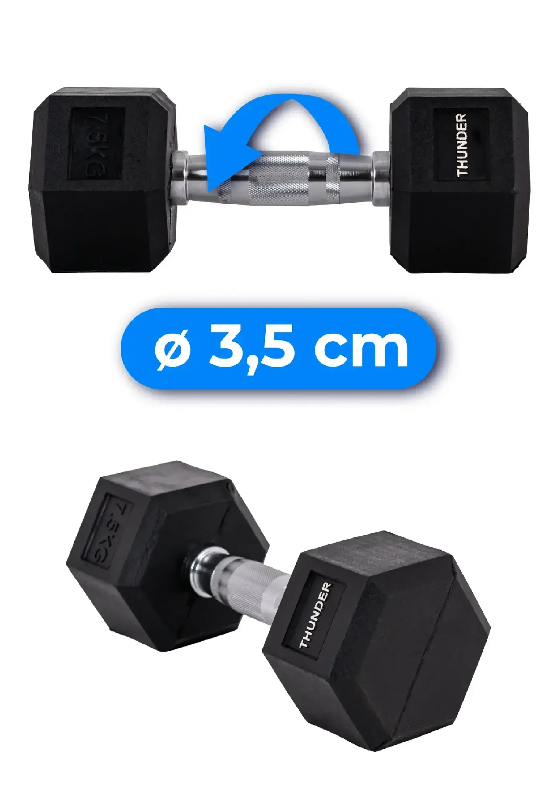 Gantera HEXAGONAL DUMBBELLS Thunder 7,5KG