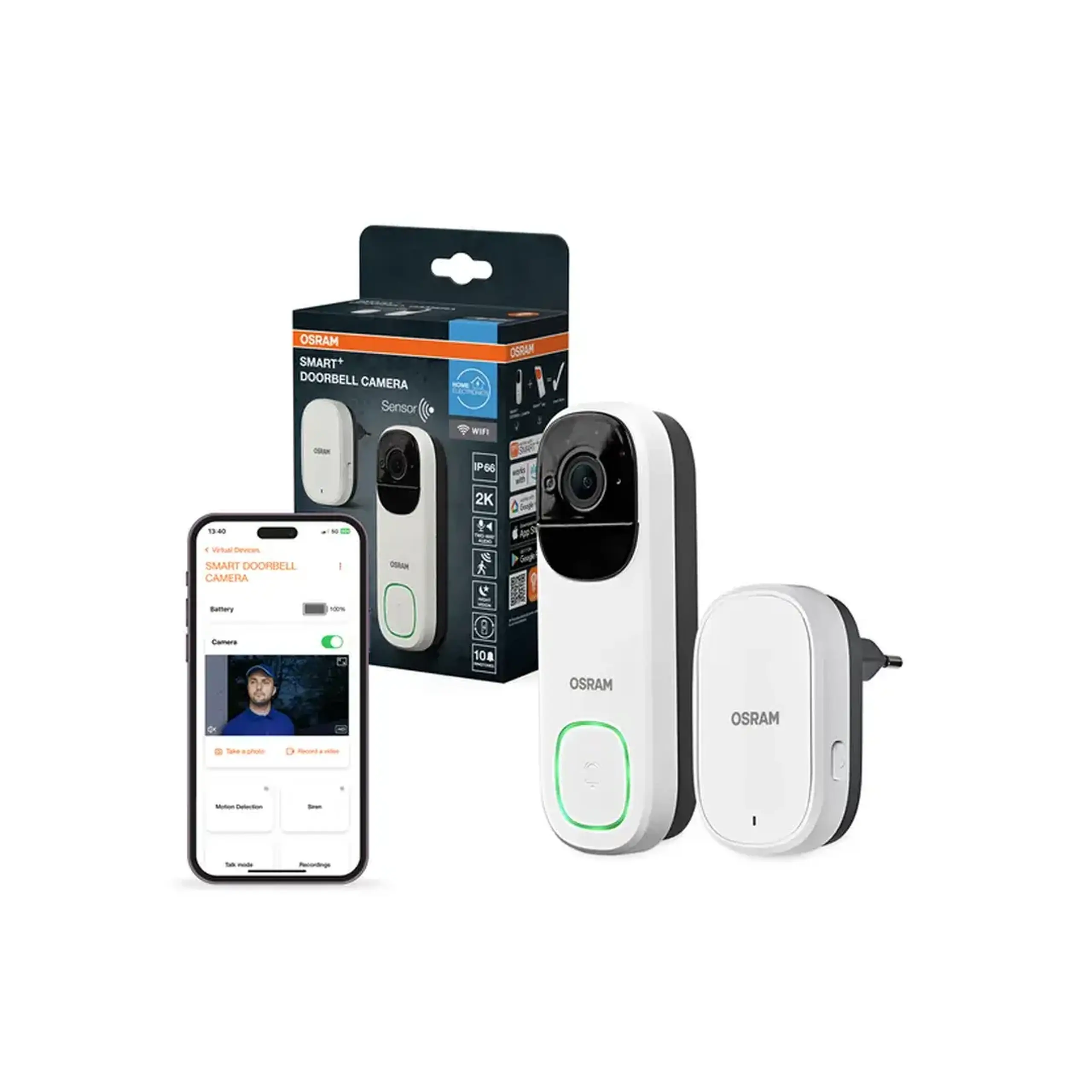 Sonerie video inteligentă IP66 Exterior OSRAM