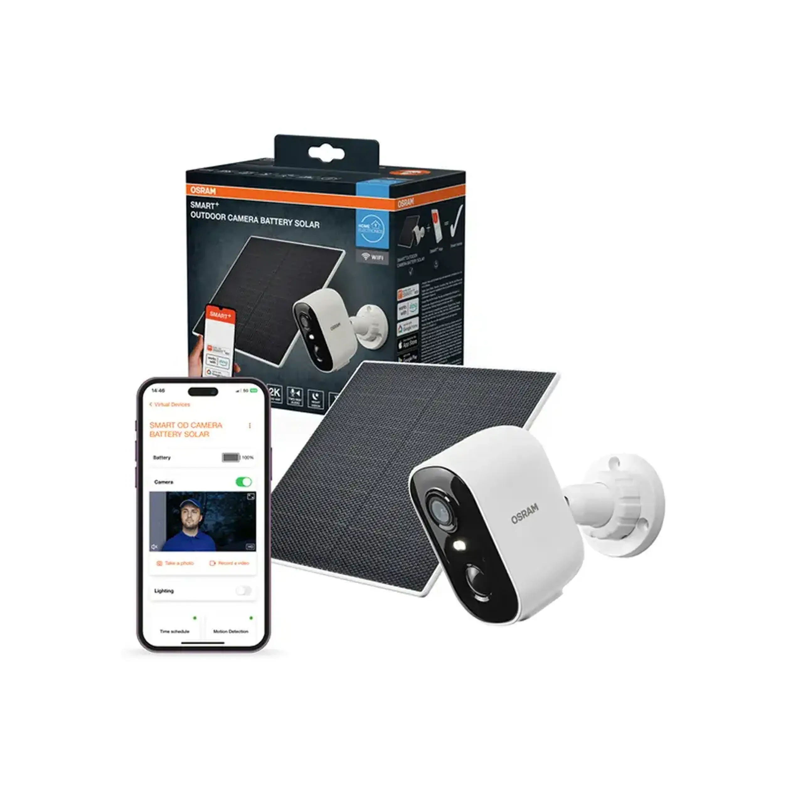 Cameră de supraveghere cu panou solar IP66 Exterior OSRAM