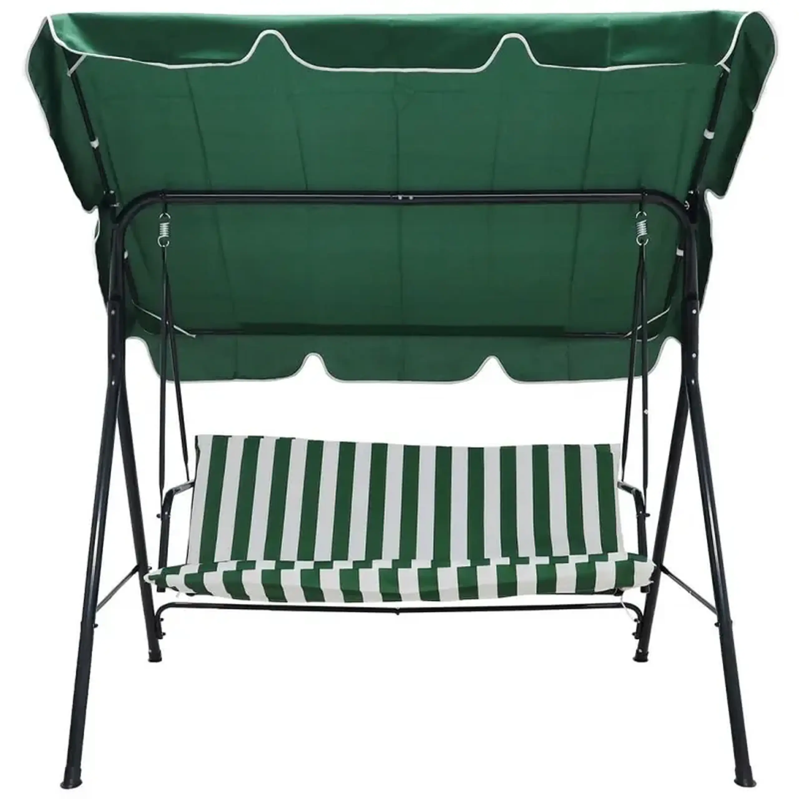 Balansoar de gradina cu umbrar DeHome Joy L2000 verde, 3 locuri, 170 x 115 x 153 cm, 150 kg greutate suportata