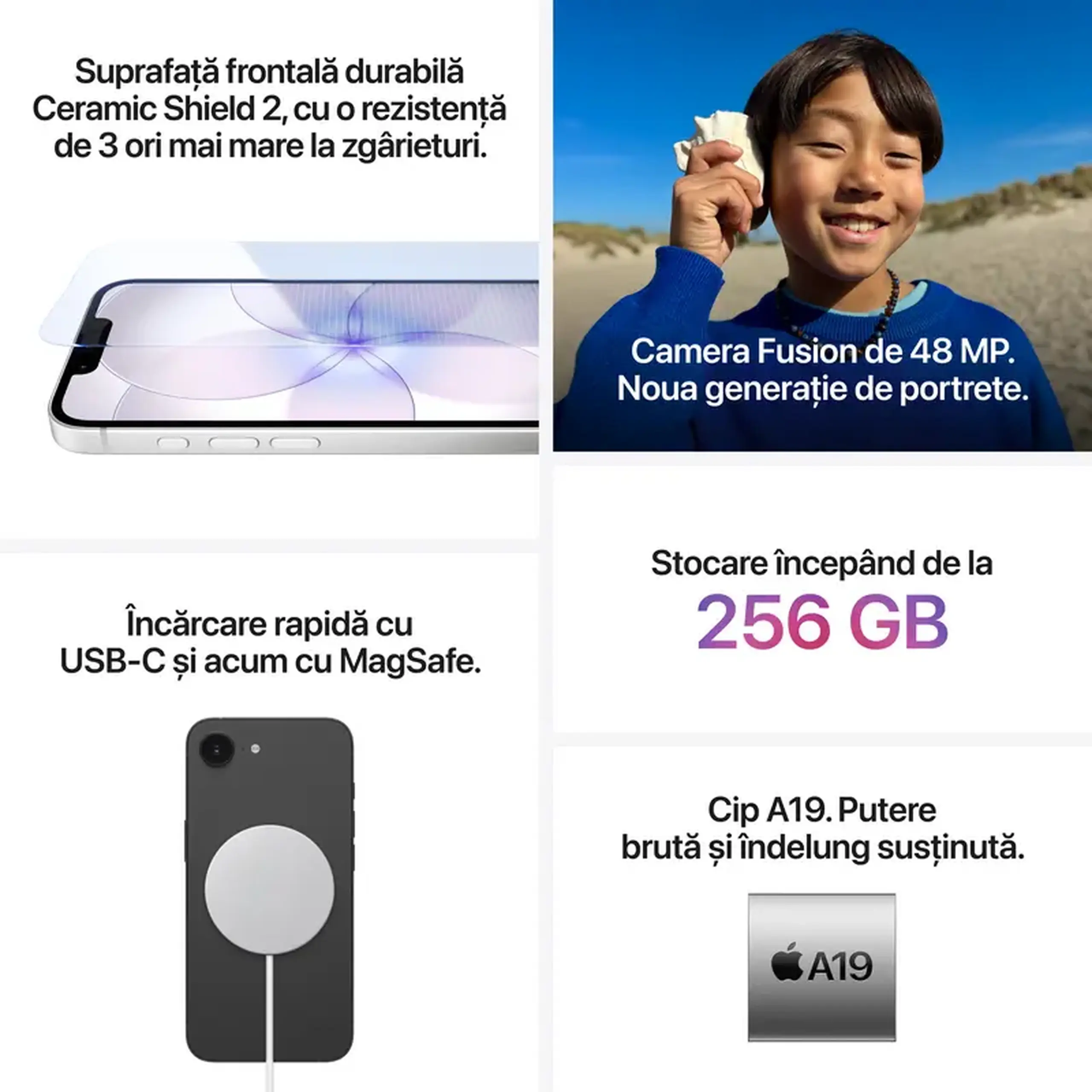 Smartphone Apple iPhone 17e, 8GB/256GB, Roz Pal