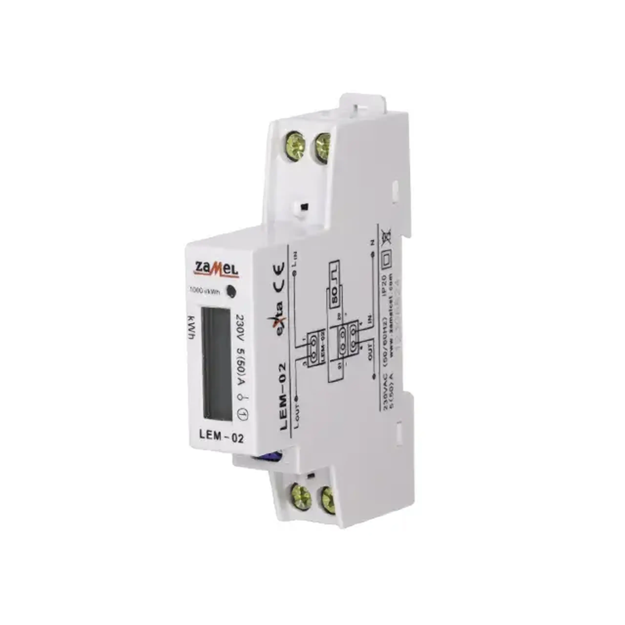 Contor electric Zamel LEM02 monofazat 50 A 230 V IP20