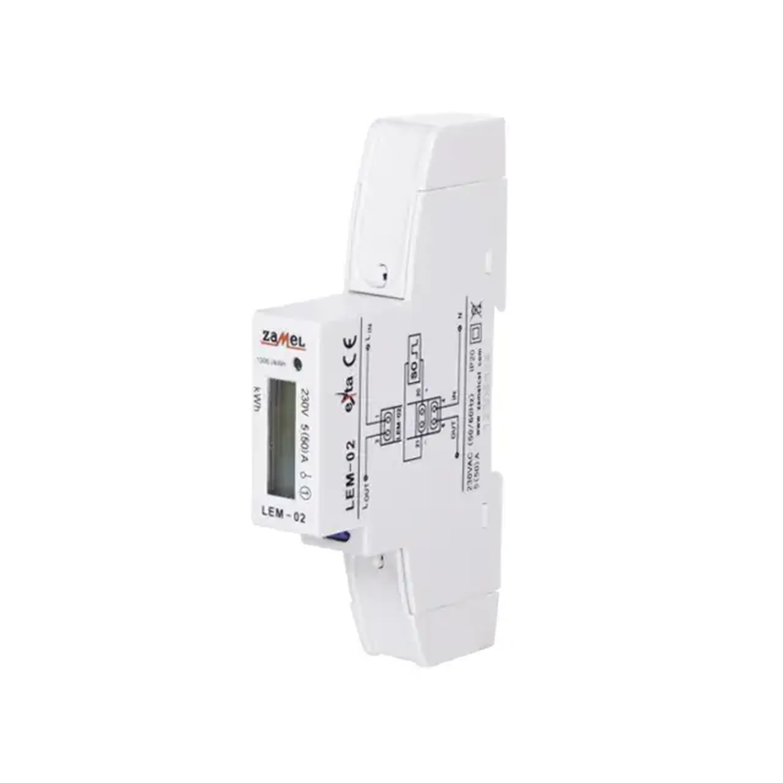 Contor electric Zamel LEM02 monofazat 50 A 230 V IP20