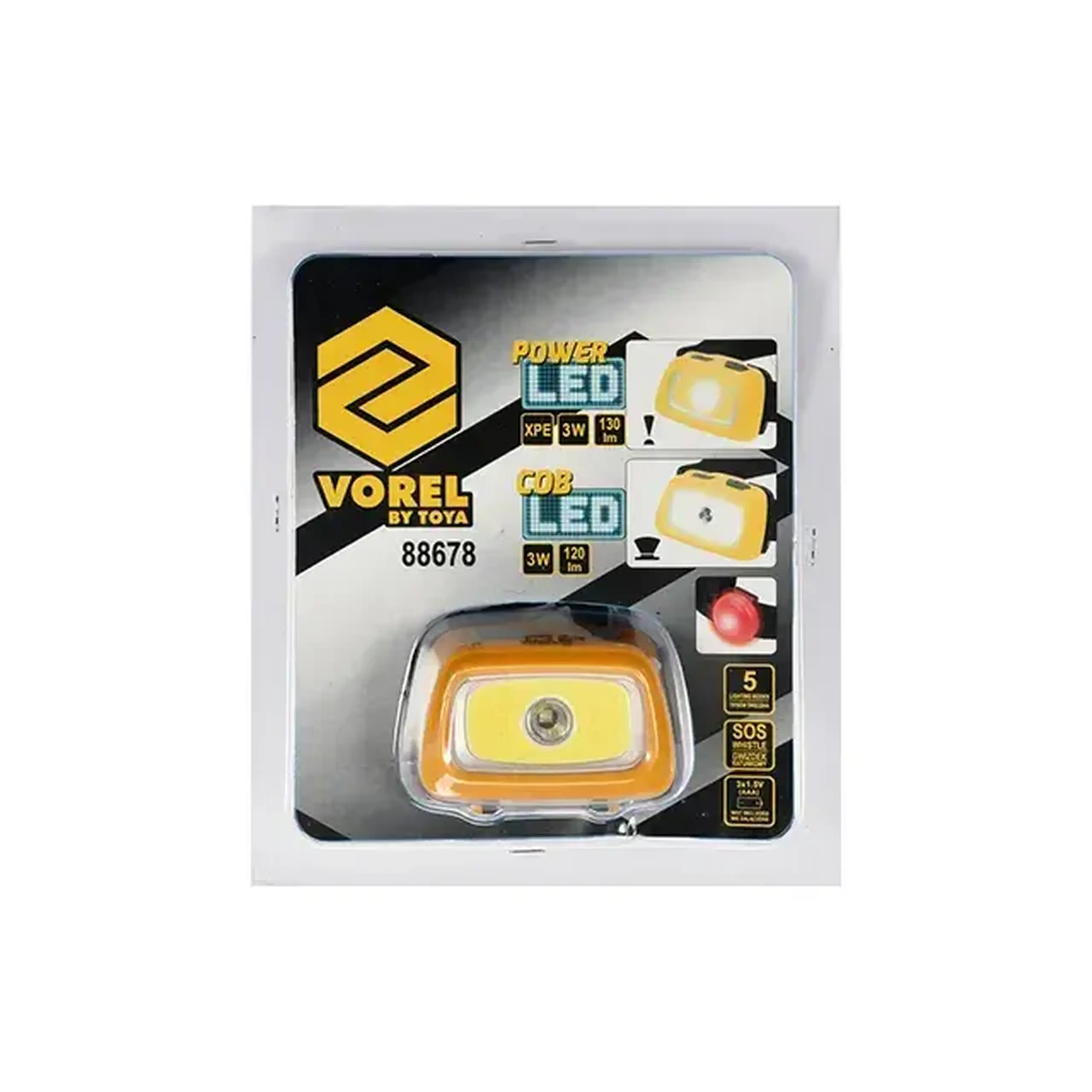 Lanterna pe cap led Vorel 88678 3 W 3 x AAA