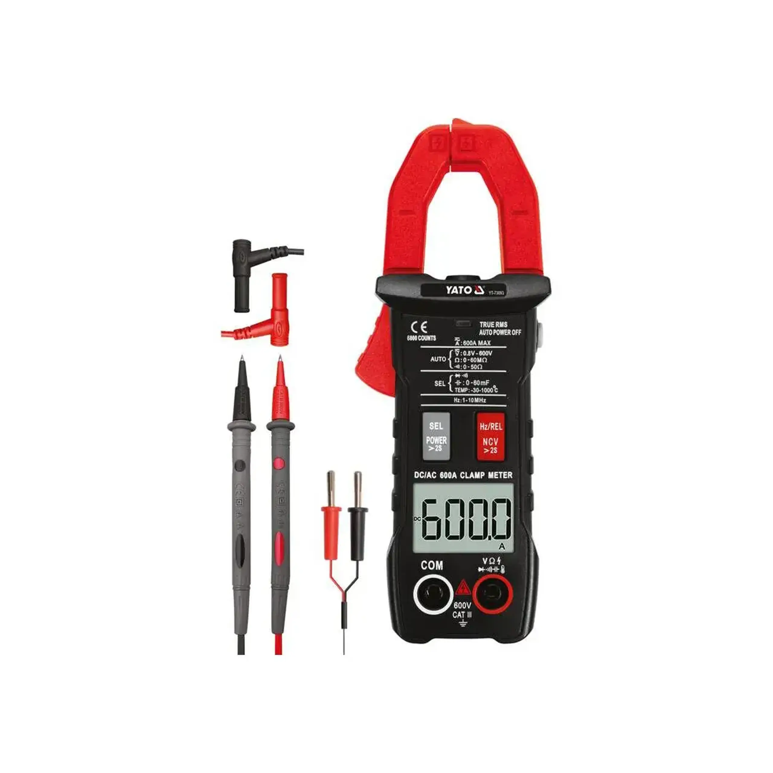 Clește de măsurat curentul TRUE RMS 0 - 600 A 0 - 600 V Yato