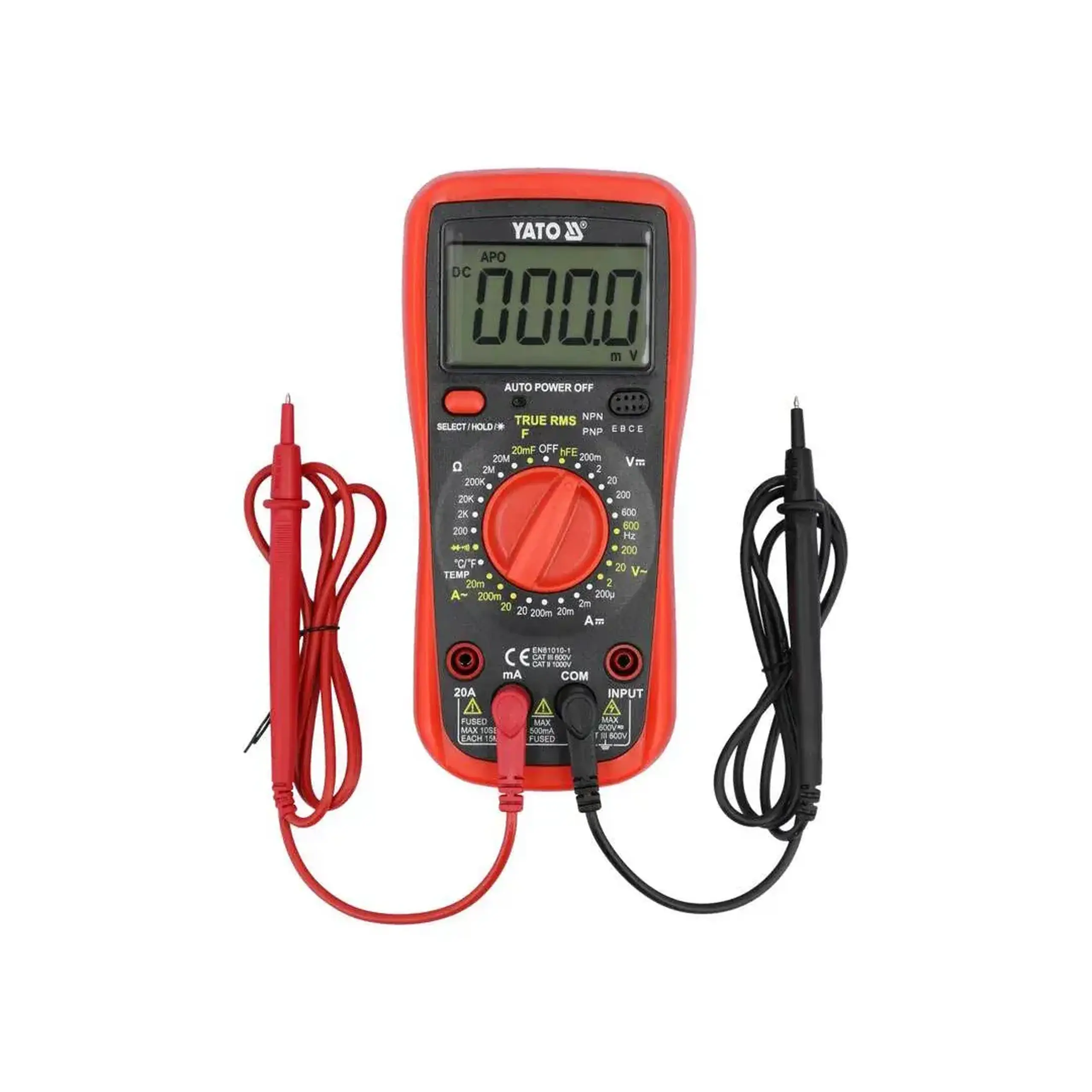 Multimetru digital TRUE RMS 0 - 20 A 0 - 600 V Yato