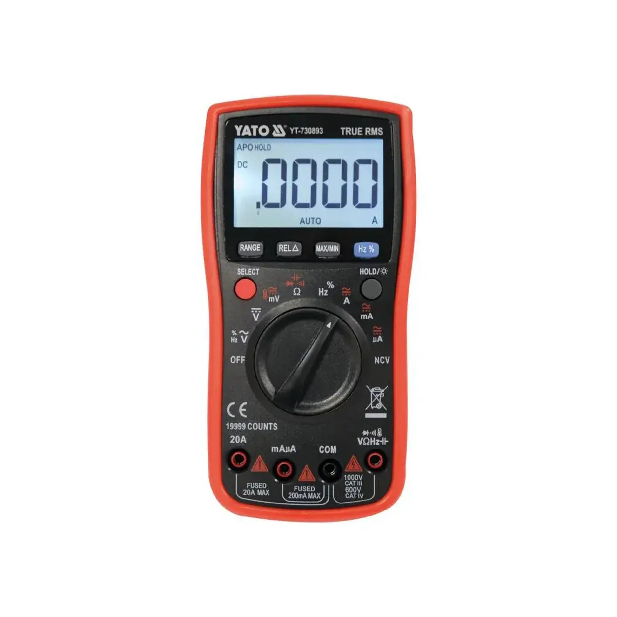 Multimetru digital TRUE RMS 0 - 20 A 0 - 600 V Yato - Dimensiuni (L x W x H x Ø) 180 x 90 x 45 mm