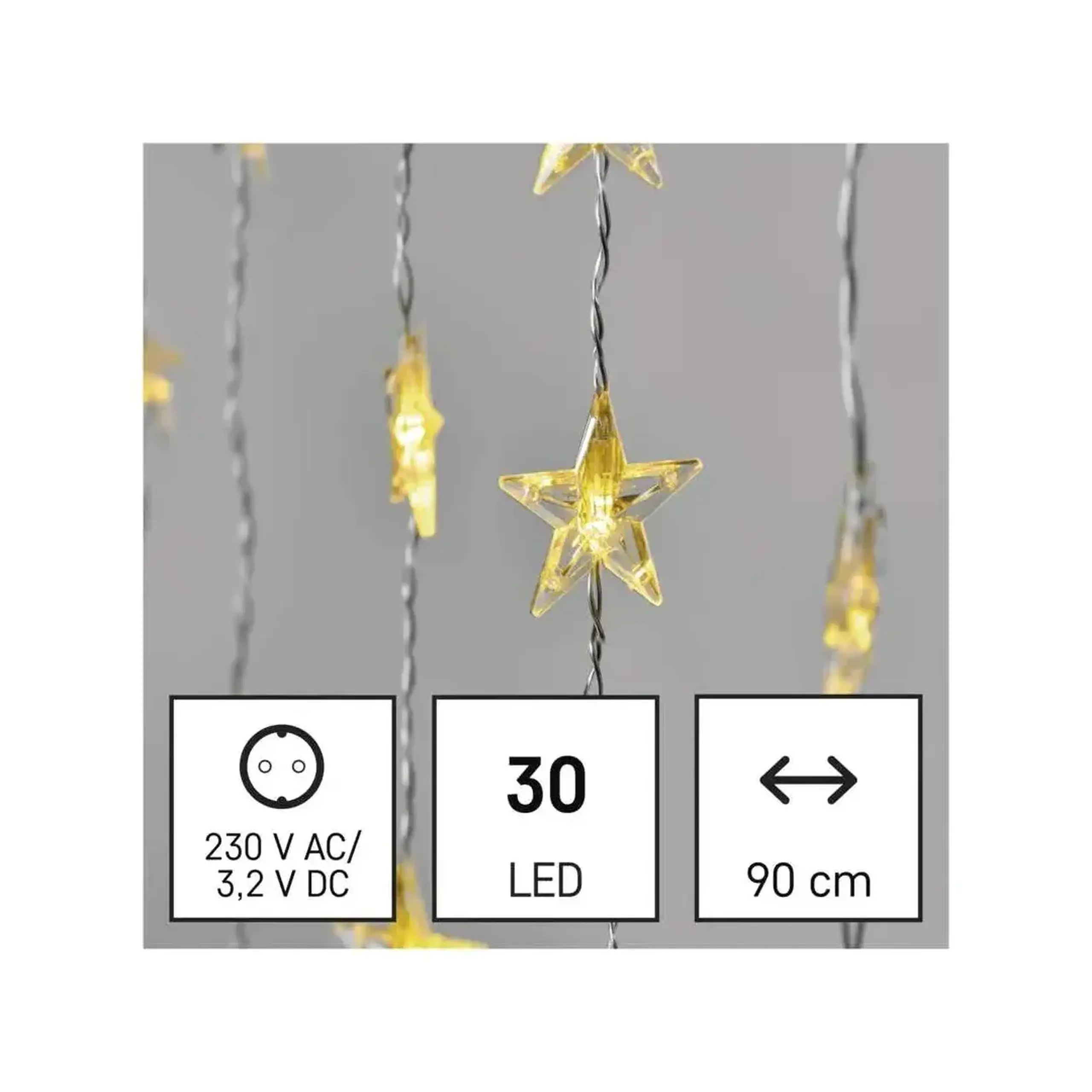 Ghirlandă "Cortină-Stele" 2.56 W 120 x 90 cm 3000 K 220 - 240 V IP44 LED EMOS