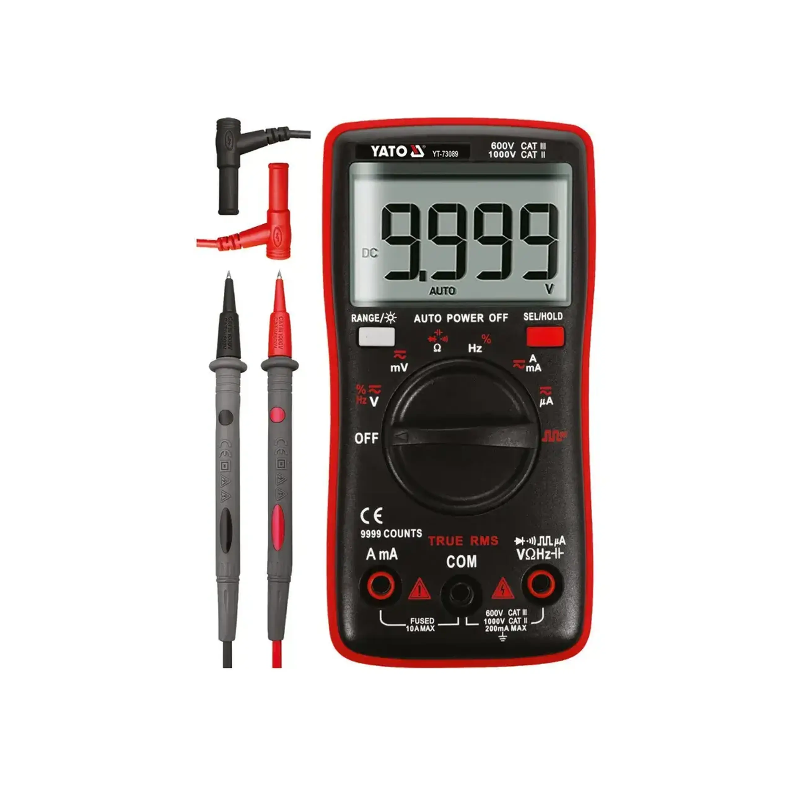 Multimetru digital 0 - 10 A 750 V AC/1000 V DC Yato - Acumulator 1.5 V x 2 (AAA)