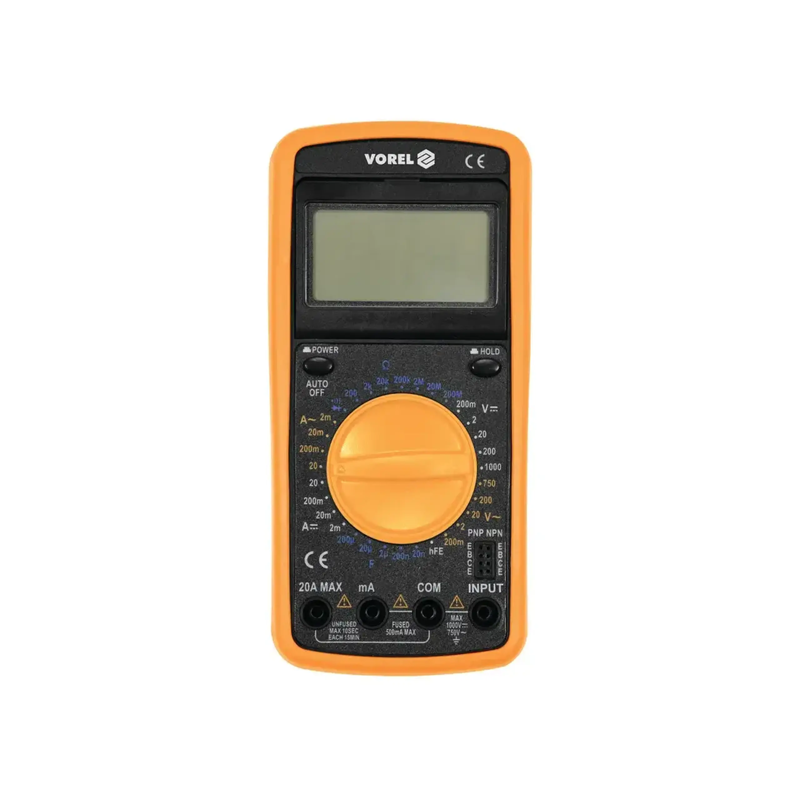 Multimetru digital 0 - 10 A 600 V AC/DC Vorel - Curent (A) 0 - 20 A