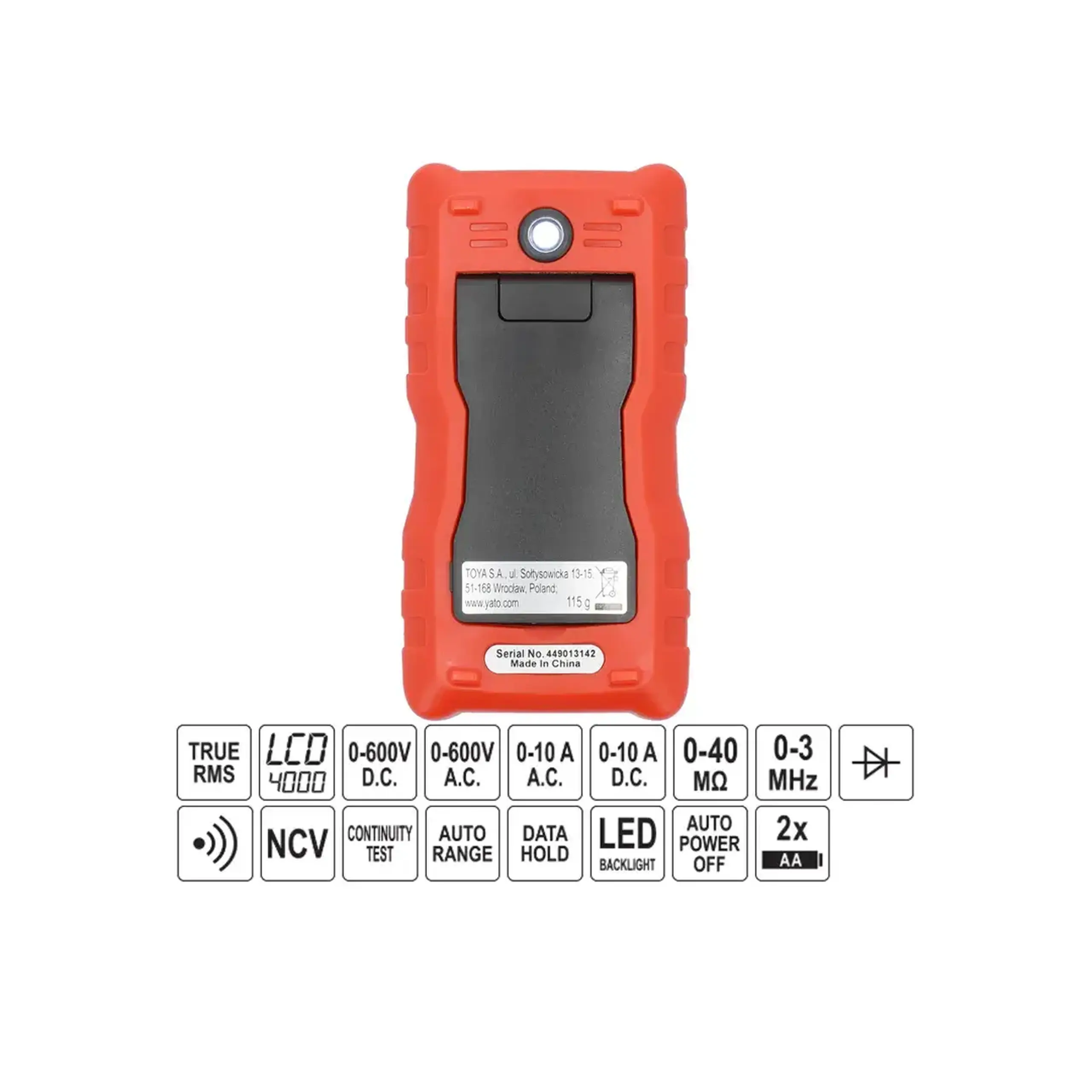 Multimetru digital 0 - 10 A 600 V AC/DC Yato