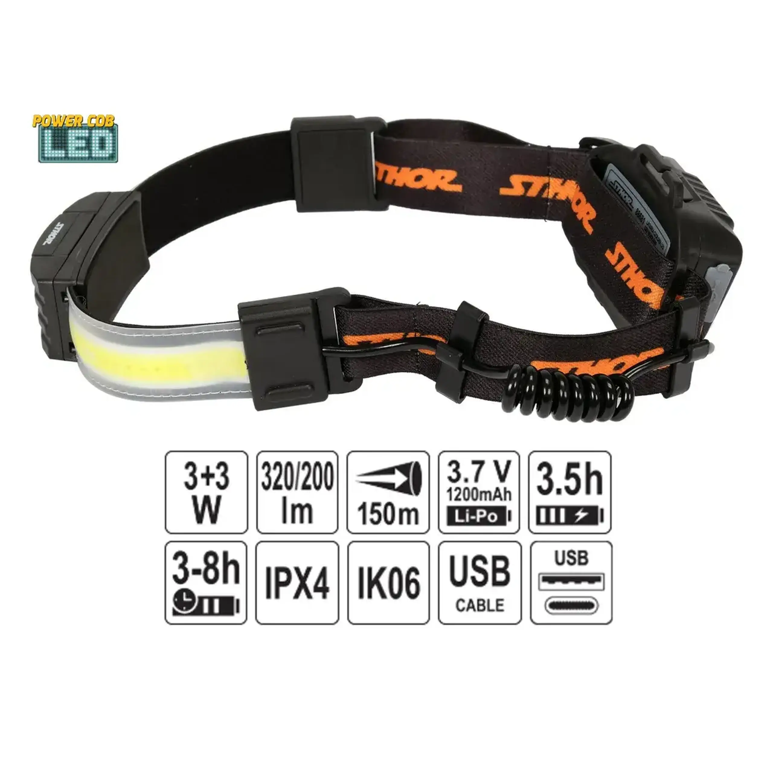 Lanternă frontală LED 6 W 6500 K 3.7 V 1200 mAh Sthor