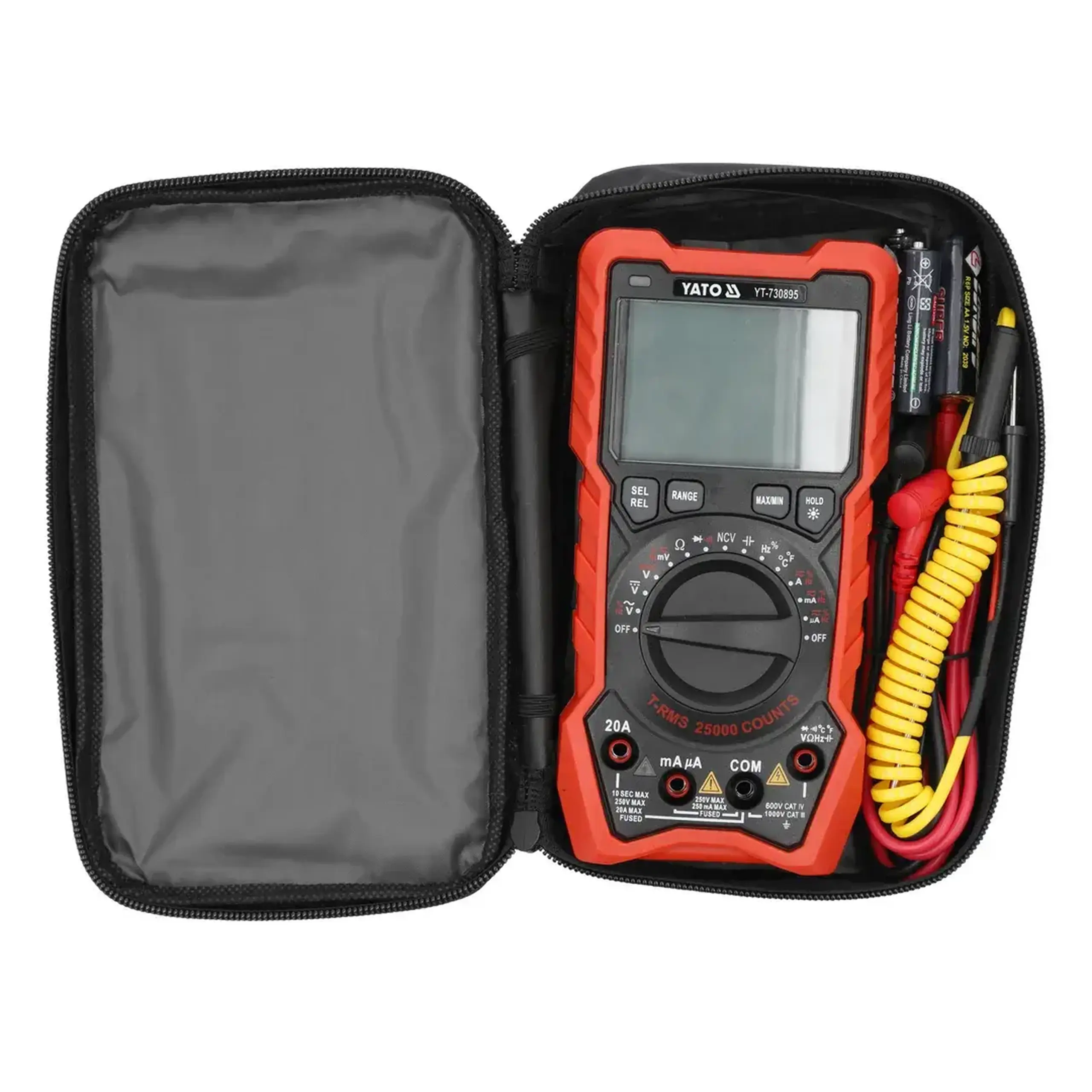 Multimetru digital 0 - 10 A 750 V AC/1000 V DC Yato - Acumulator 3 x 1.5 V (AA)