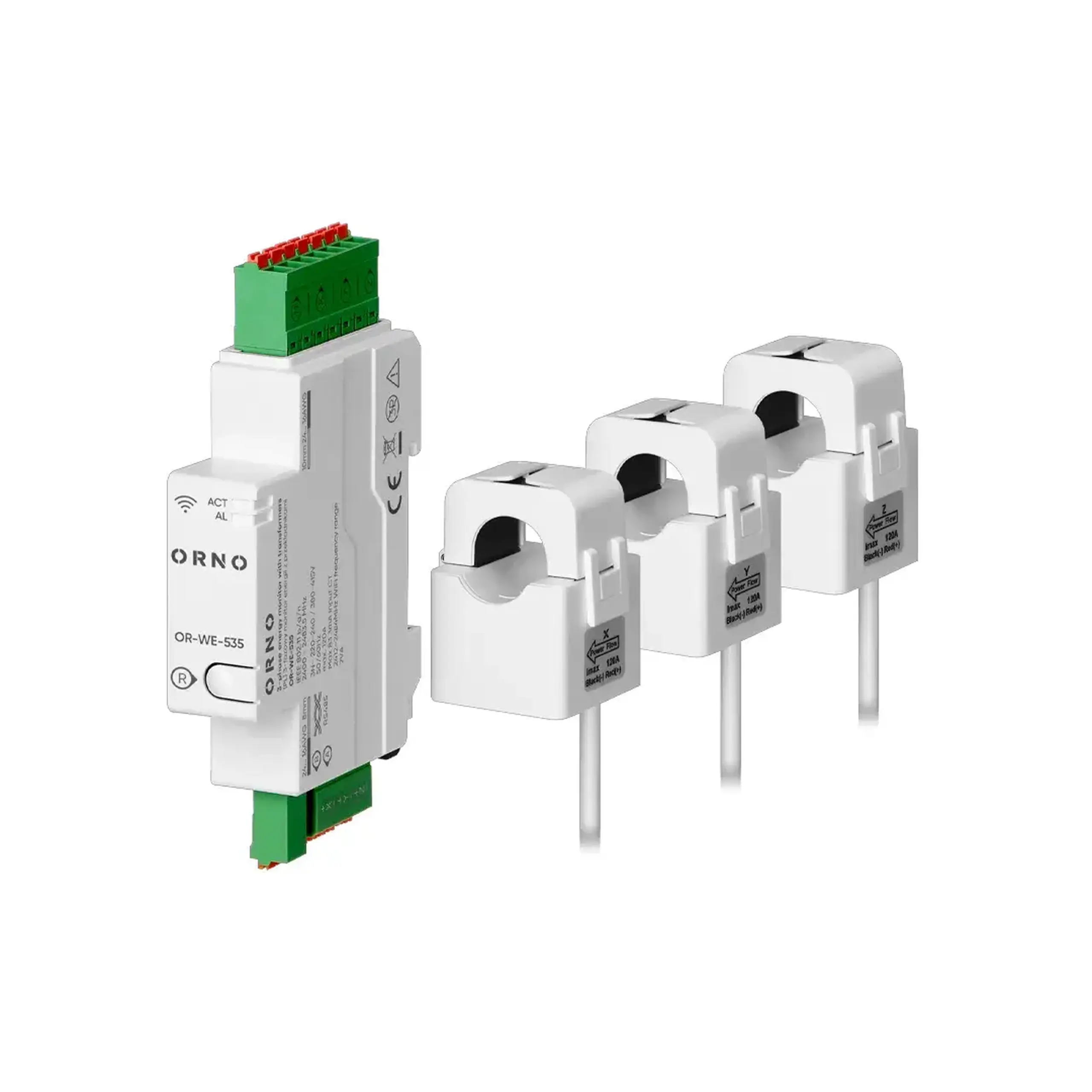 Monitor de energie cu transformatoare RS-485 MODBUS Trifazat 120 A 230/400 V IP20 ORNO
