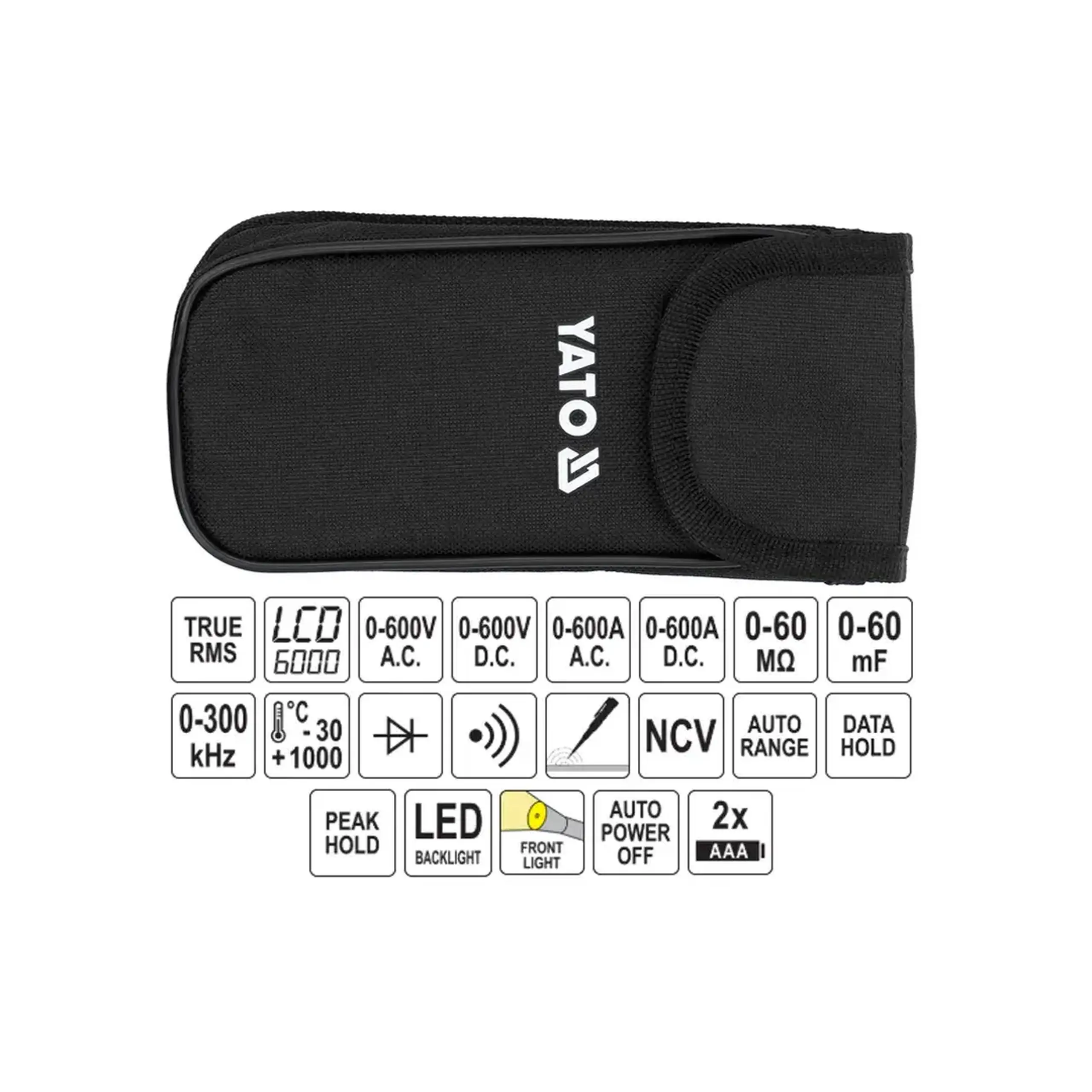 Clește de măsurat curentul 0 - 600 A 600 V AC/DC Yato - Curent (A) 0 - 600 A