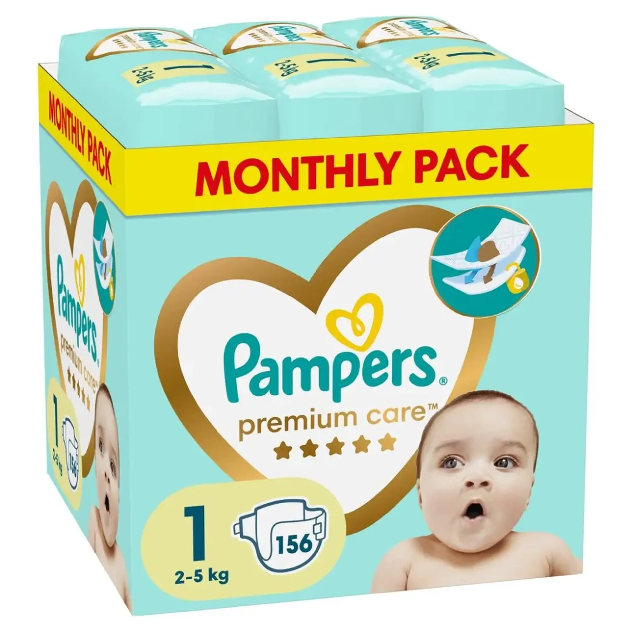 PAMPERS M BOX PREMIUM CARE NEW BABY 156 (1)