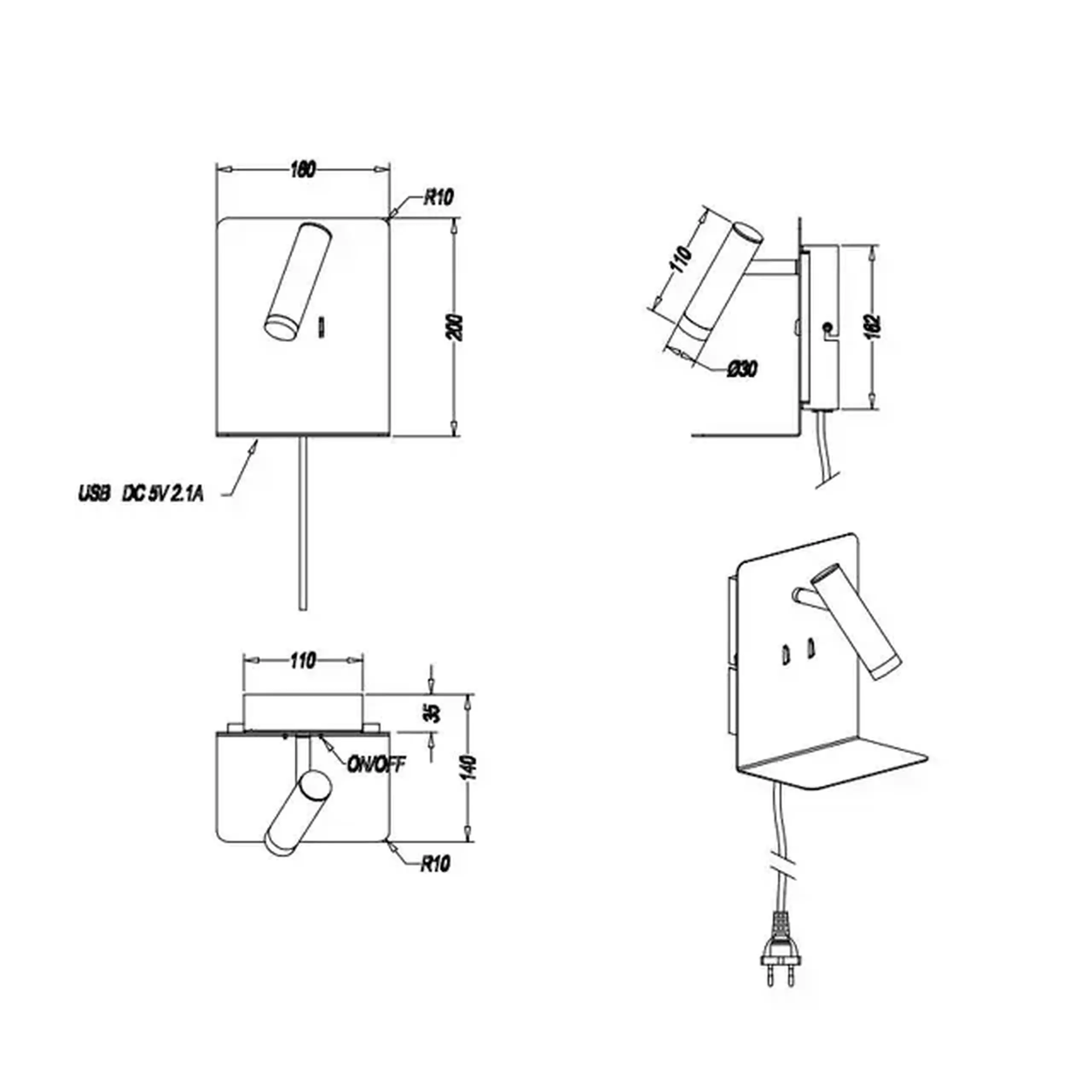 Aplică LED ELEMENT 3 W SMD IP20 3000 K 220 - 240 V Trio