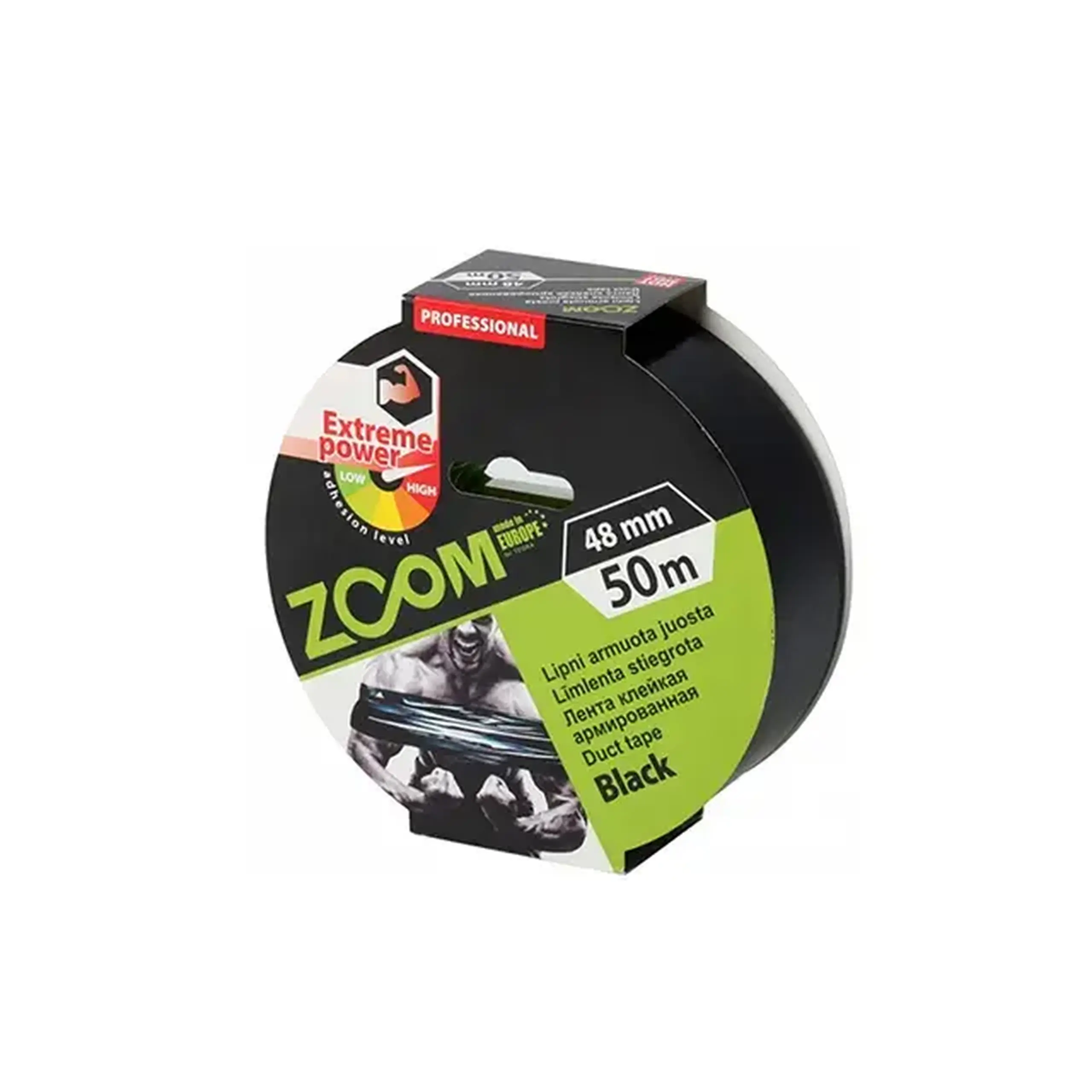 Bandă adezivă armată Zoom Extreme Power 48 mm x 50 m negru