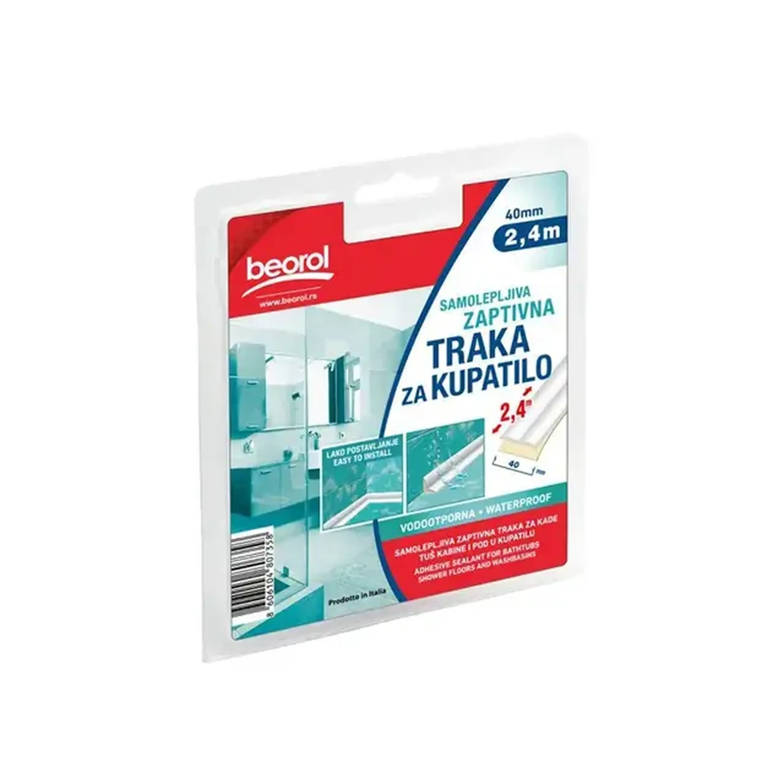 Bandă etanșare pentru cadă Beorol 0470022 2400 x 40 mm alb