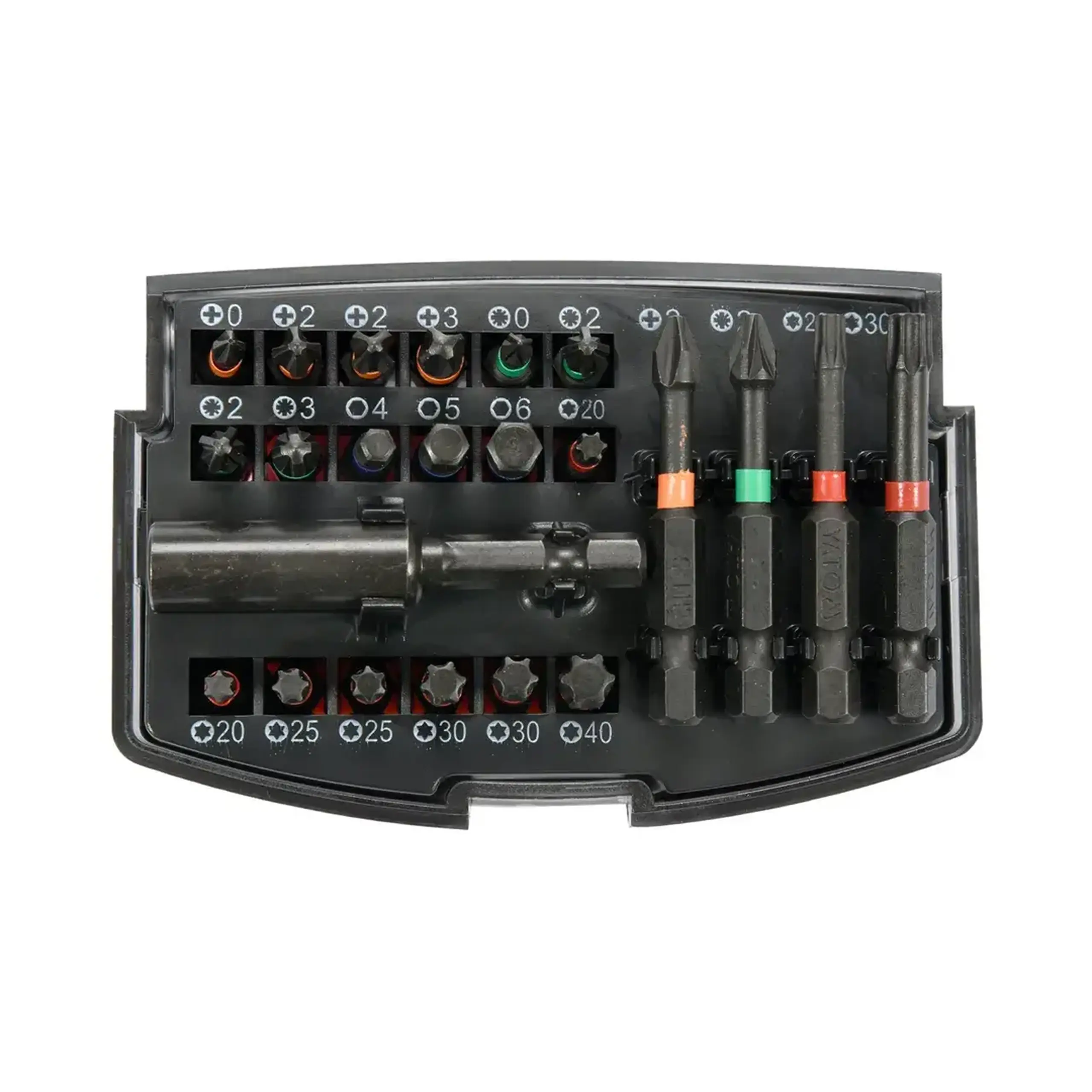 Set biți de impact cu suport 23 buc. PH, PZ, TX, HEX 1/4" 25 - 50 mm Yato