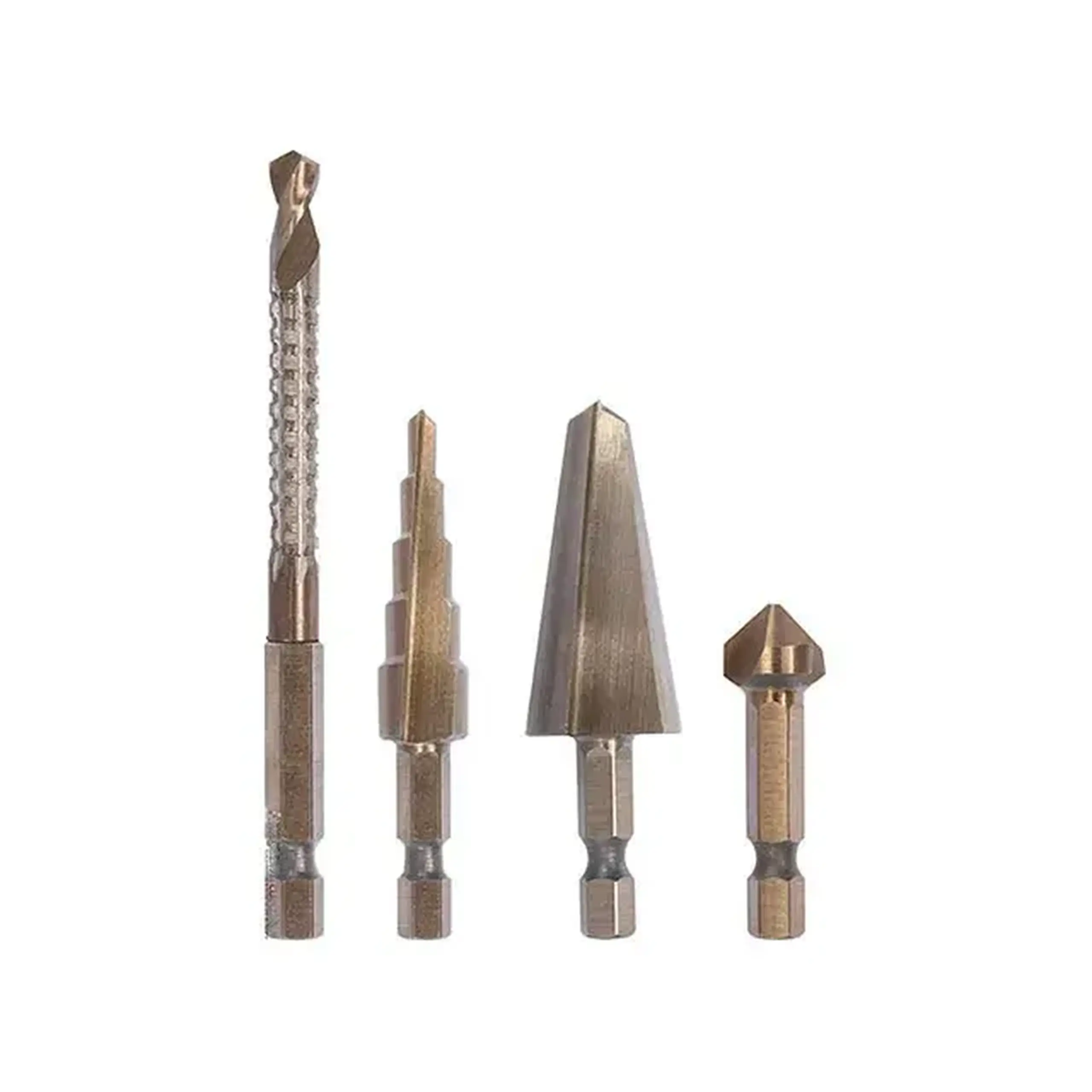 Set burghie conice 4 buc. universal 4 - 20 mm HSS 4241 hexagonal Yato