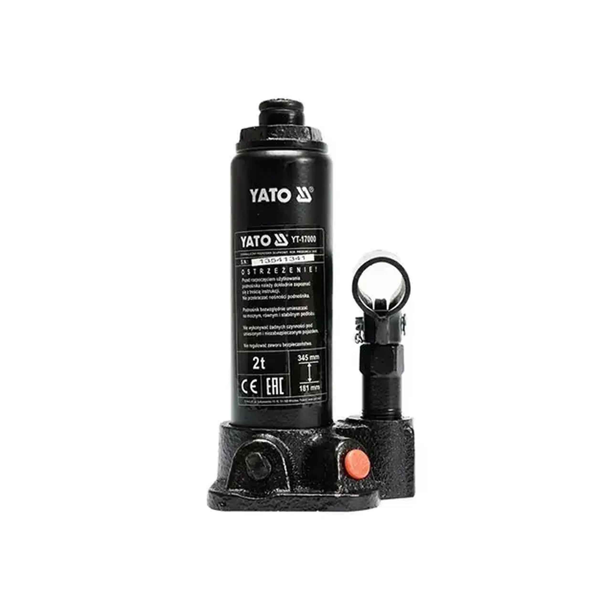 Cric hidraulic cu piston 2 t Yato - Greutatea 2.5 kg