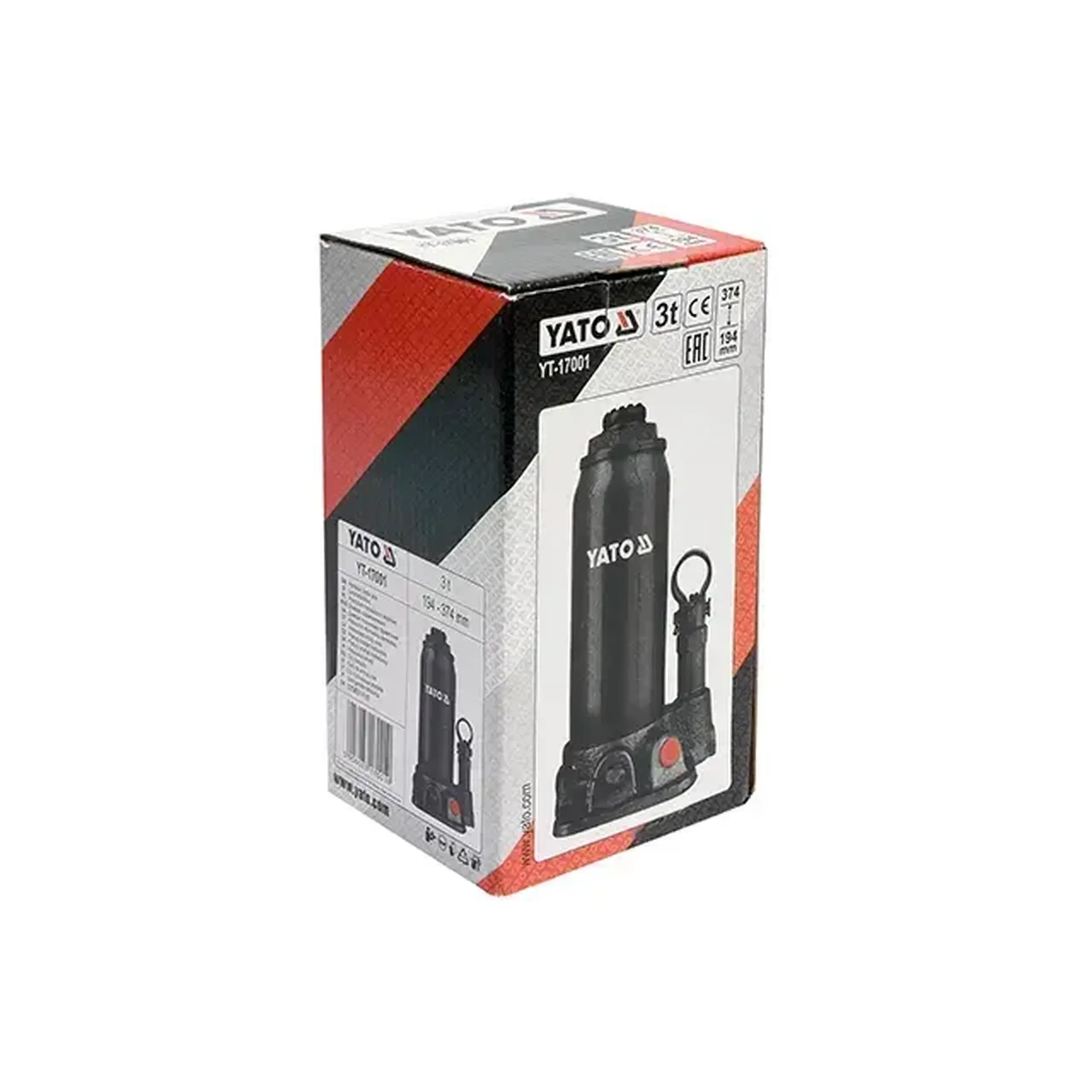 Cric hidraulic cu piston 2 t Yato - Greutatea 3.2 kg