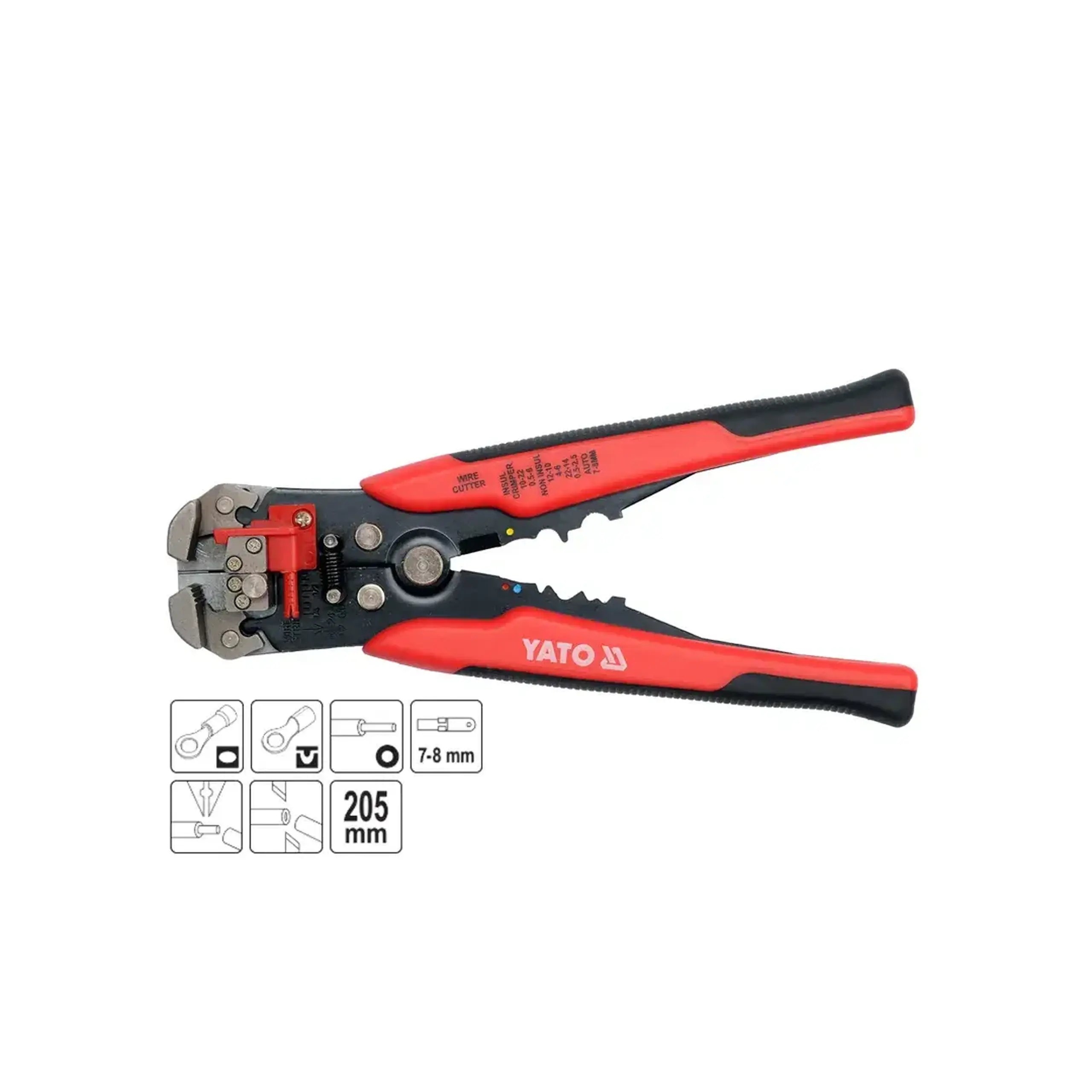 Clește automat de dezizolare și strângere 0.2 - 6 mm² 205 mm universal Yato
