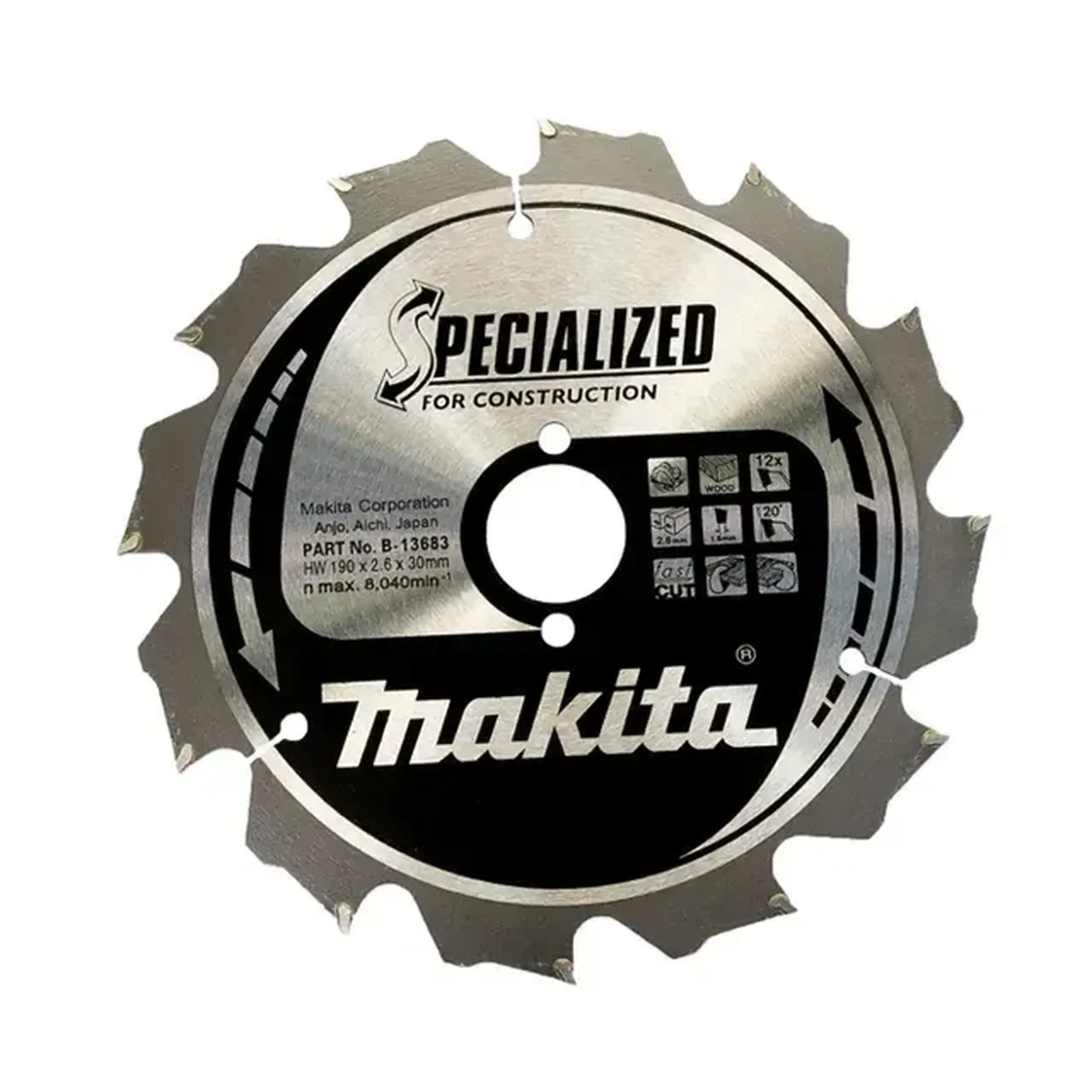 Disc de tăiat lemn 190 * 30 mm Makita - Numărul de dinți 16