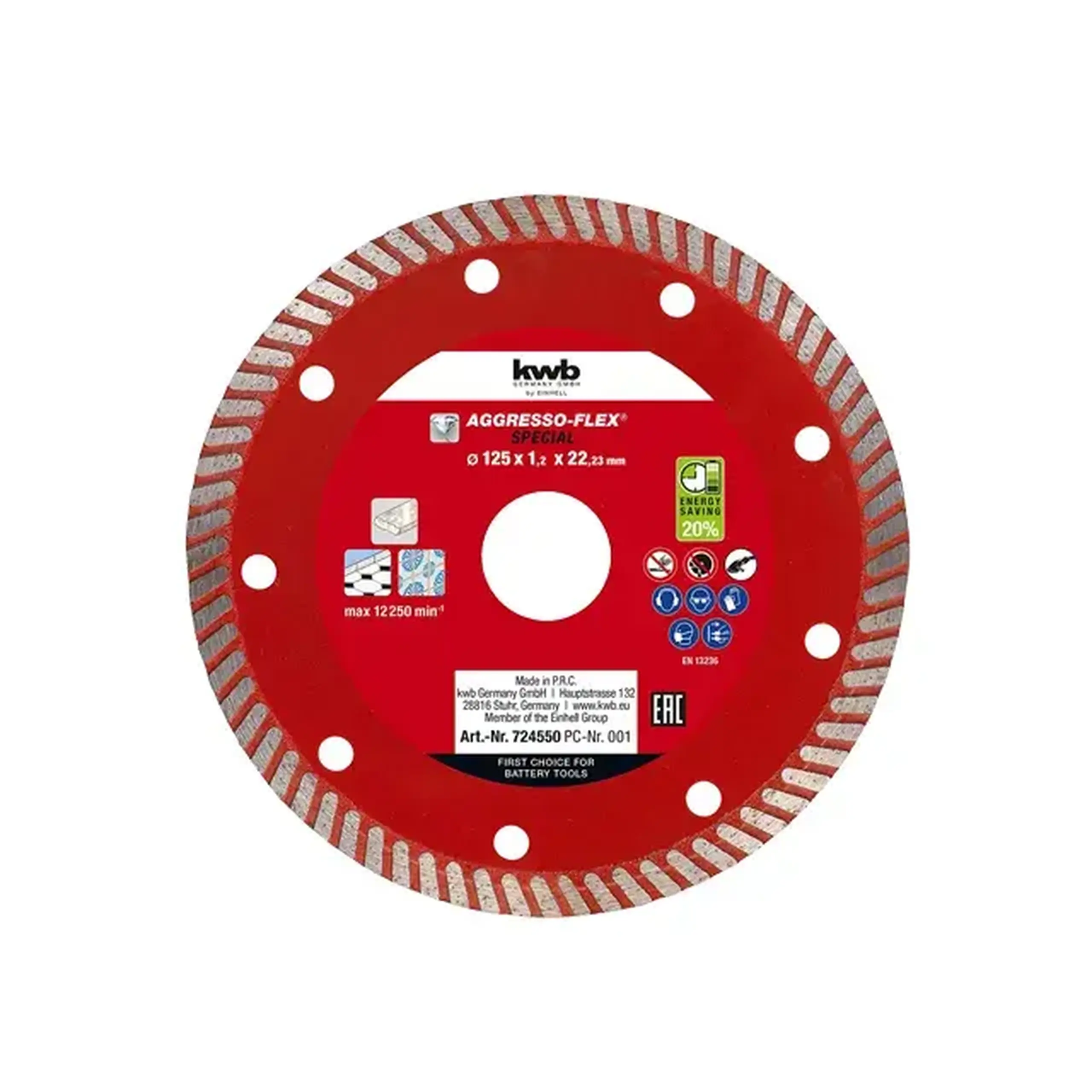 Disc diamantat pentru beton 125 * 22.23 mm Einhell
