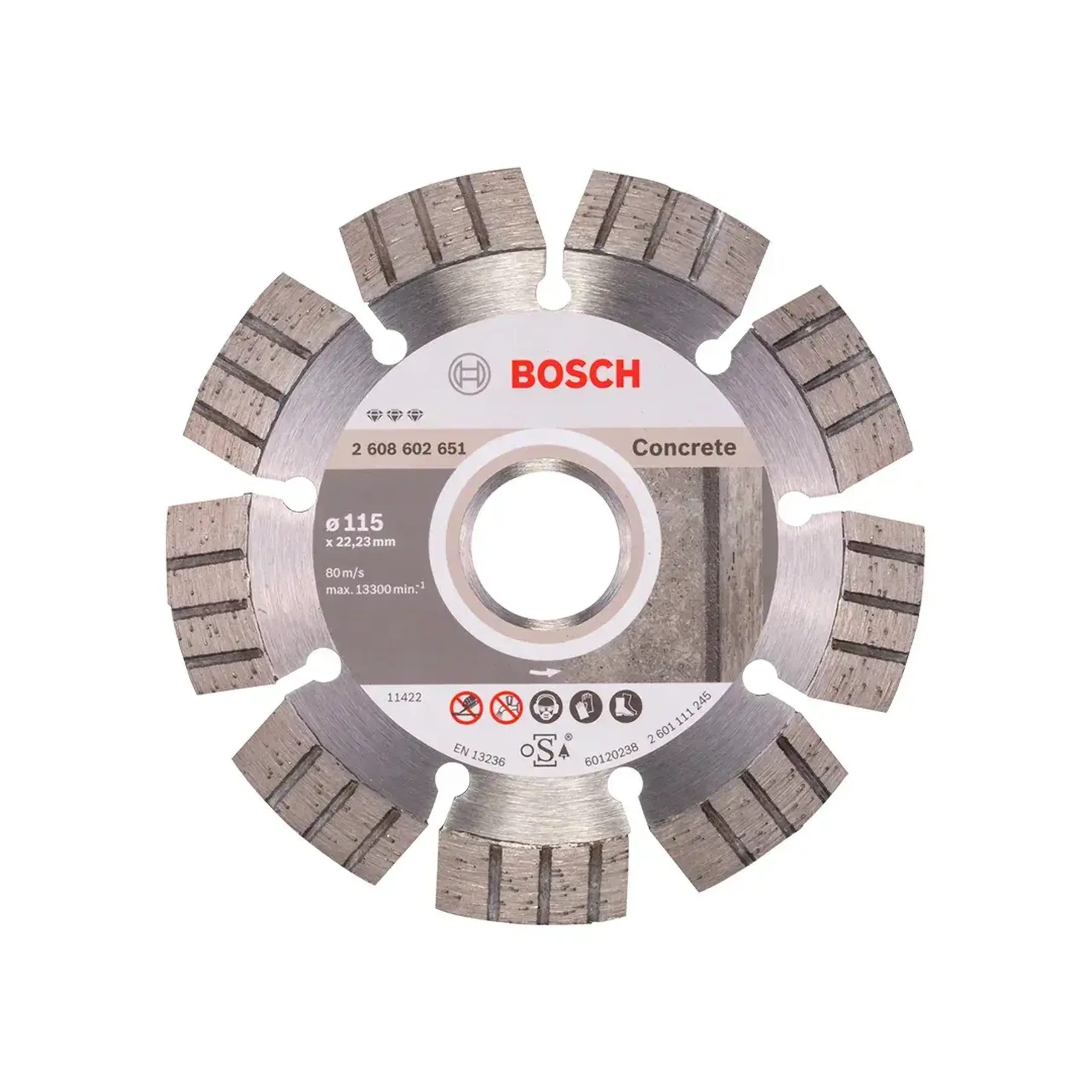 Disc diamantat segmentat pentru beton 115 * 22.23 mm Bosch