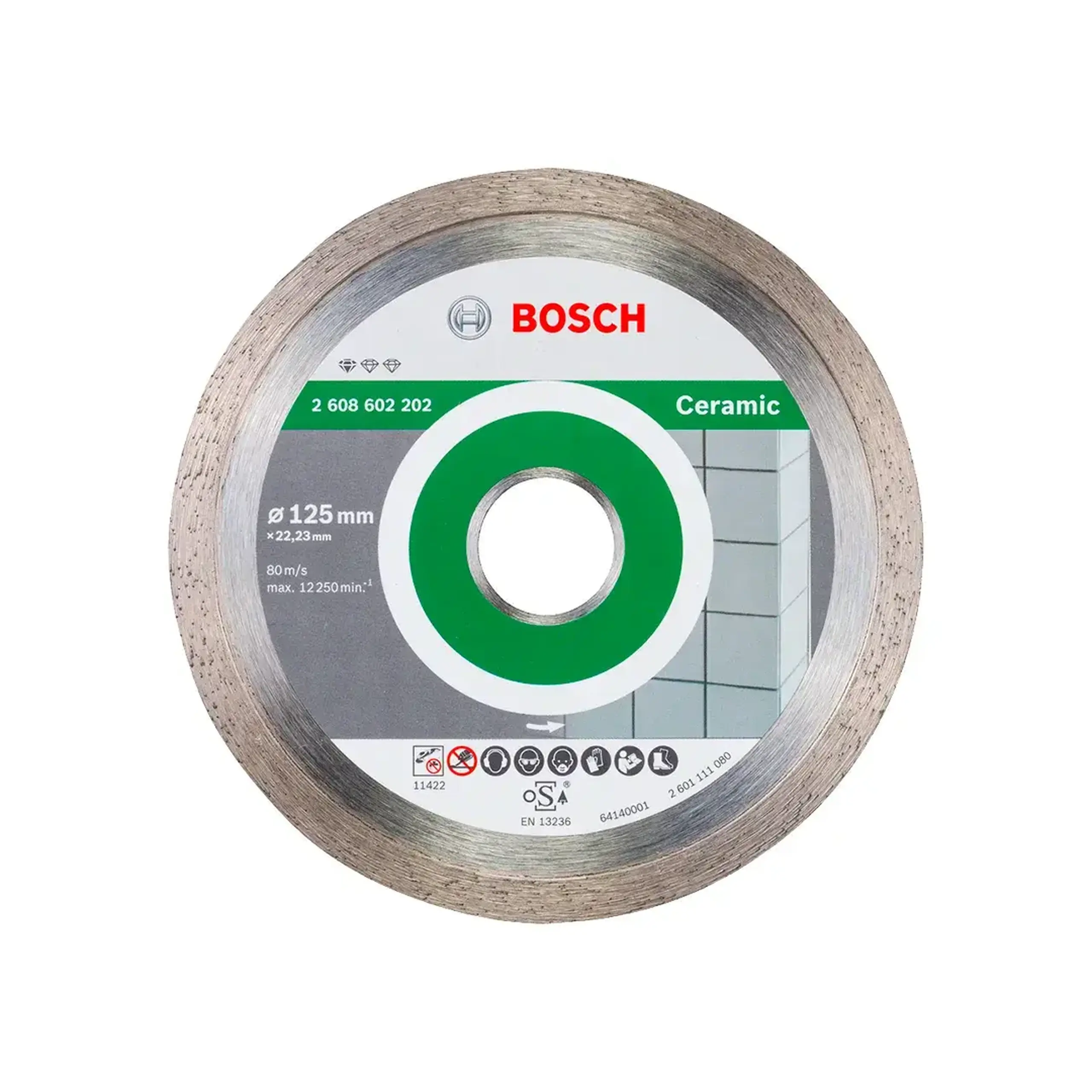 Disc diamantat pentru ceramică 115 * 22.23 mm Bosch - 1.6 mm (L x W x H x Ø) 125 *