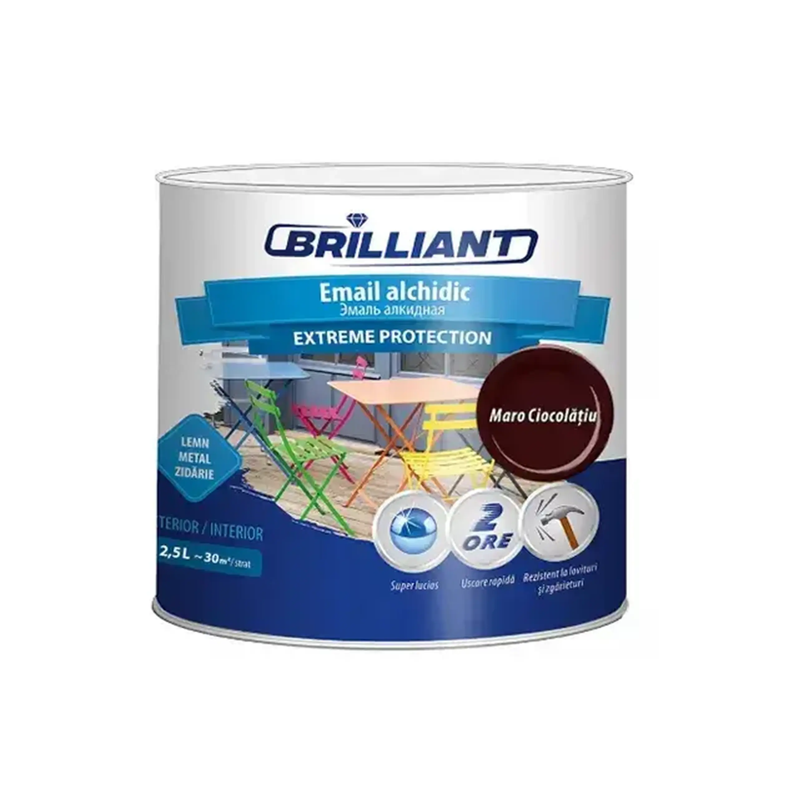 Email alchidic EXTREME PROTECTION maro ciocolatiu 2.5 l Brilliant