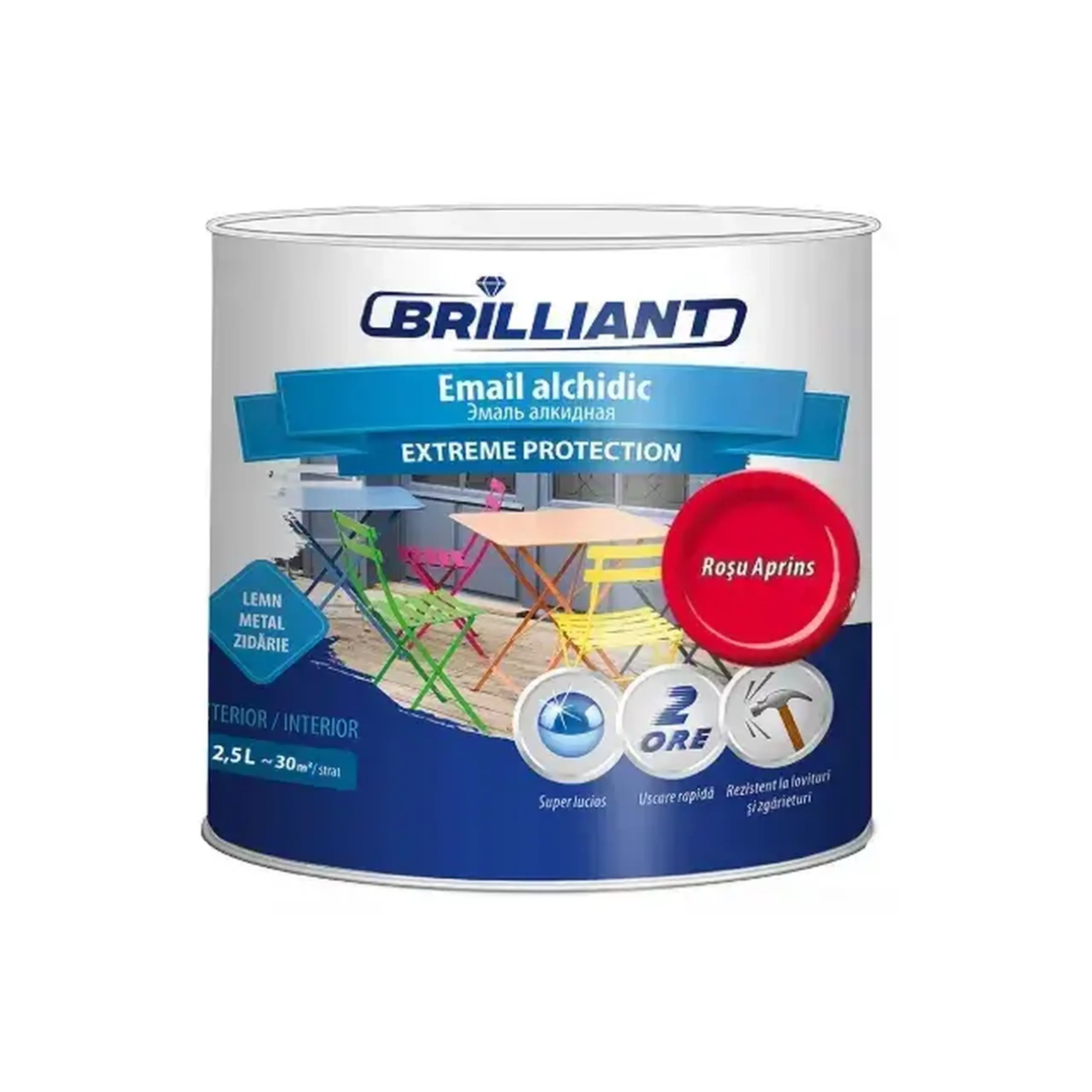 Email alchidic EXTREME PROTECTION roșu aprins 2.5 l Brilliant
