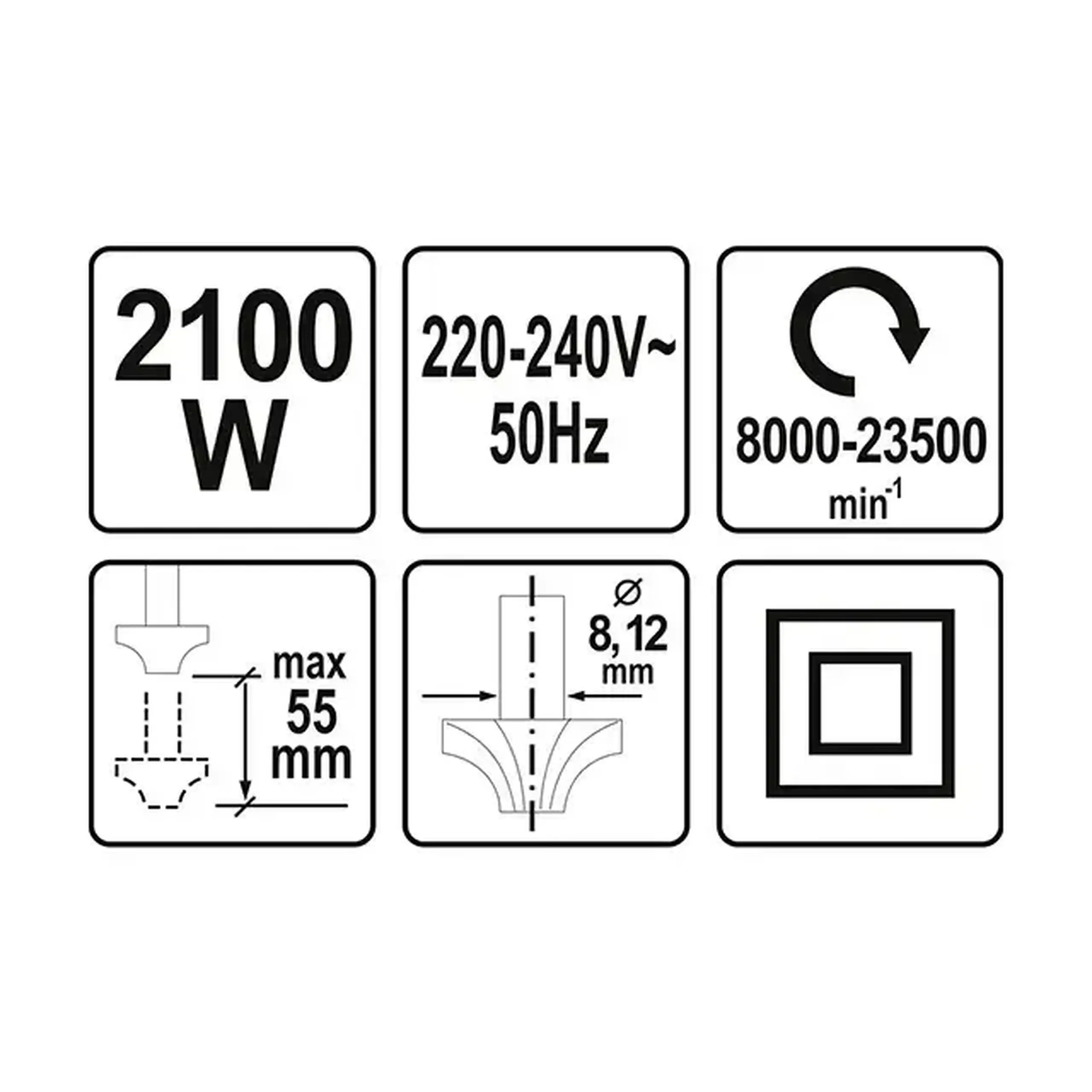 Freză electrică Yato 82380 2100 W 220 - 240 V 8000-23500 rot/min