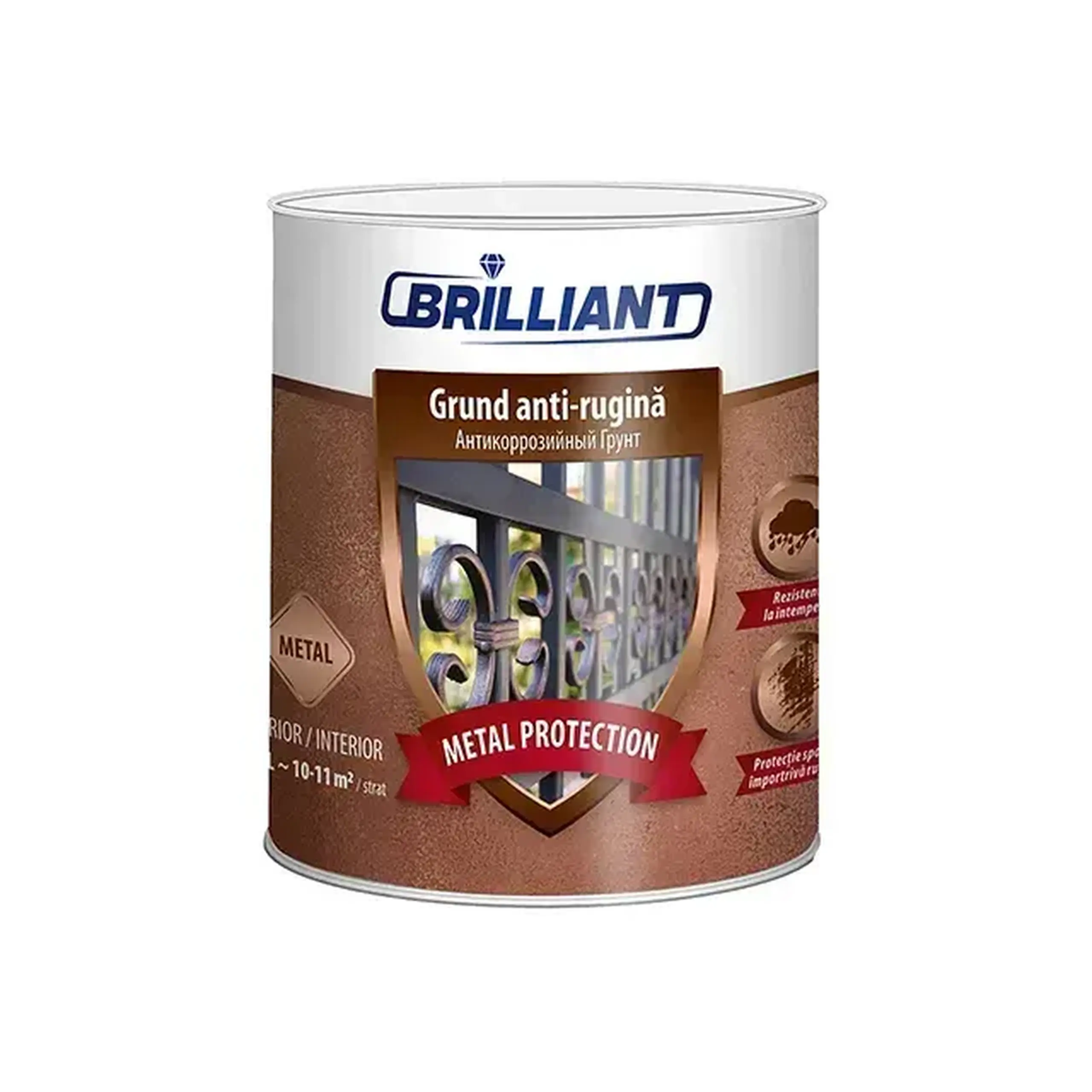 Grund antirugină METAL PROTECTION gri 750 ml Brilliant