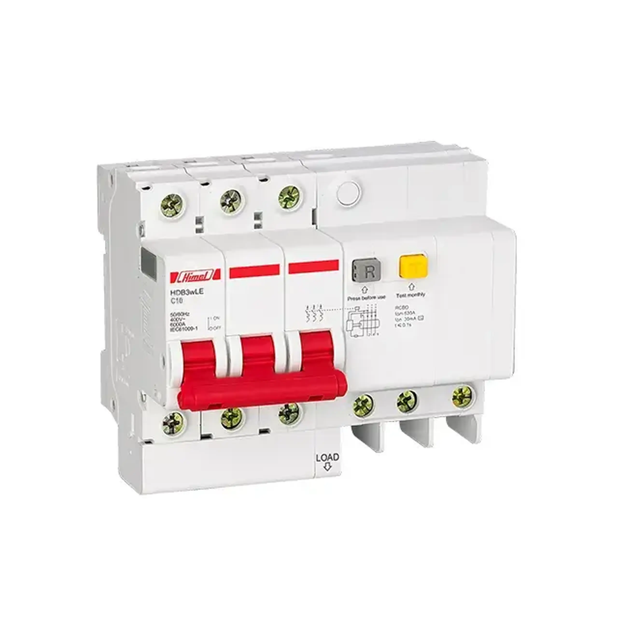 Întreruptor automat diferențial HDB3WLE C 30 mA 10 A 3P+N 400 V Himel - Curent (A) 10 A