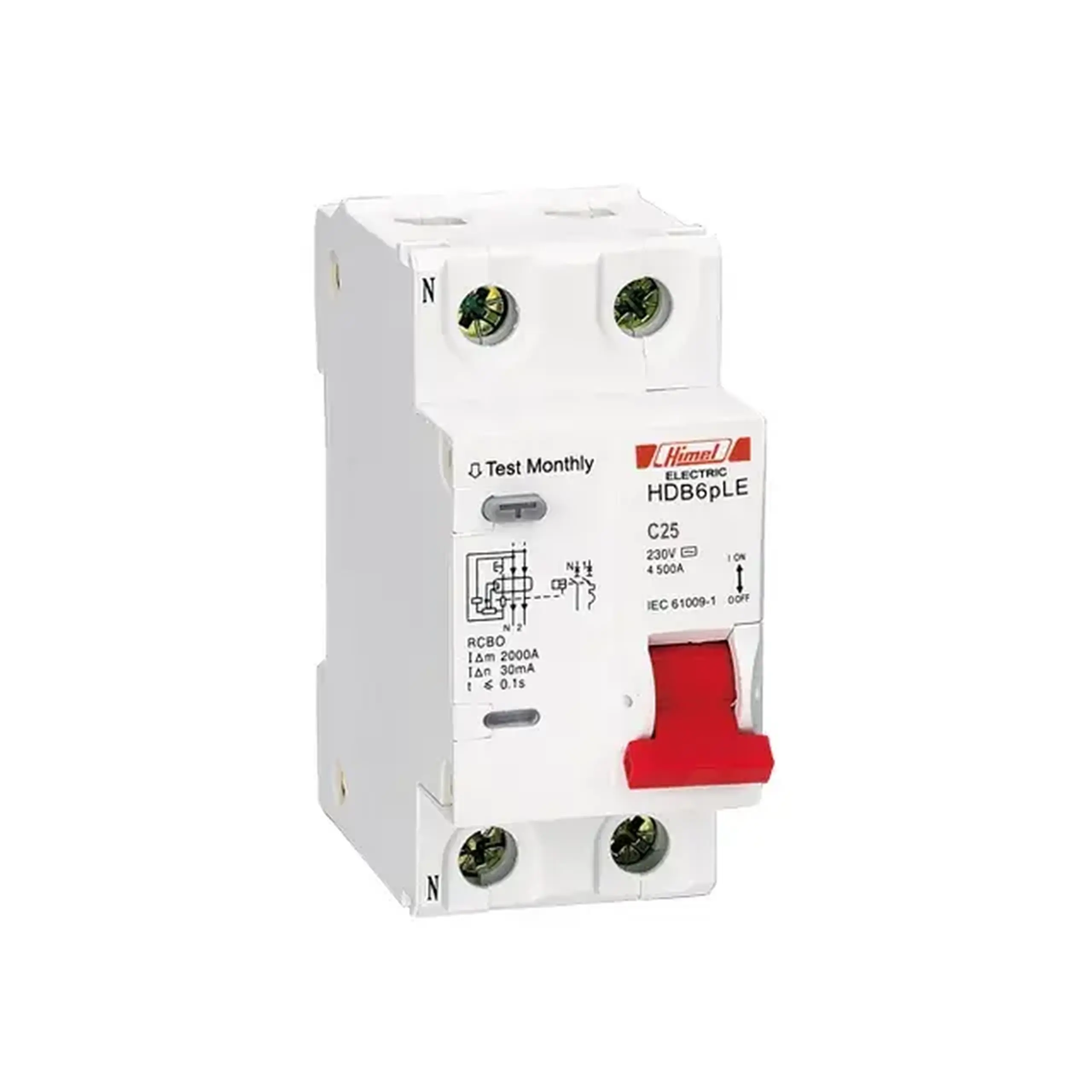 Întreruptor automat diferențial HDB6PLE C 30 mA 25 A 1P+N 220 - 240 V Himel
