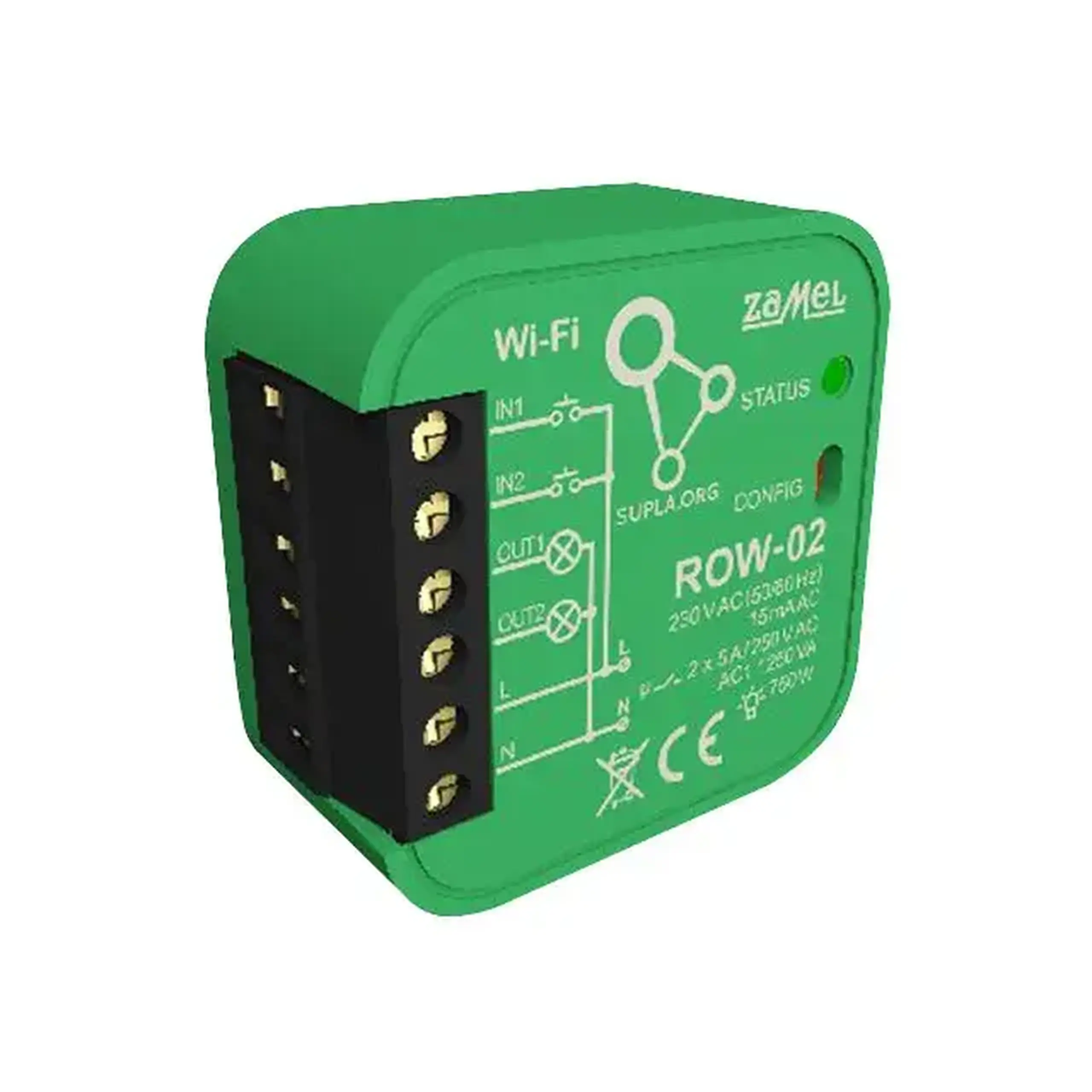 Releu Wi-Fi ROW-02 2 canale 5A 230 V IP20 Zamel