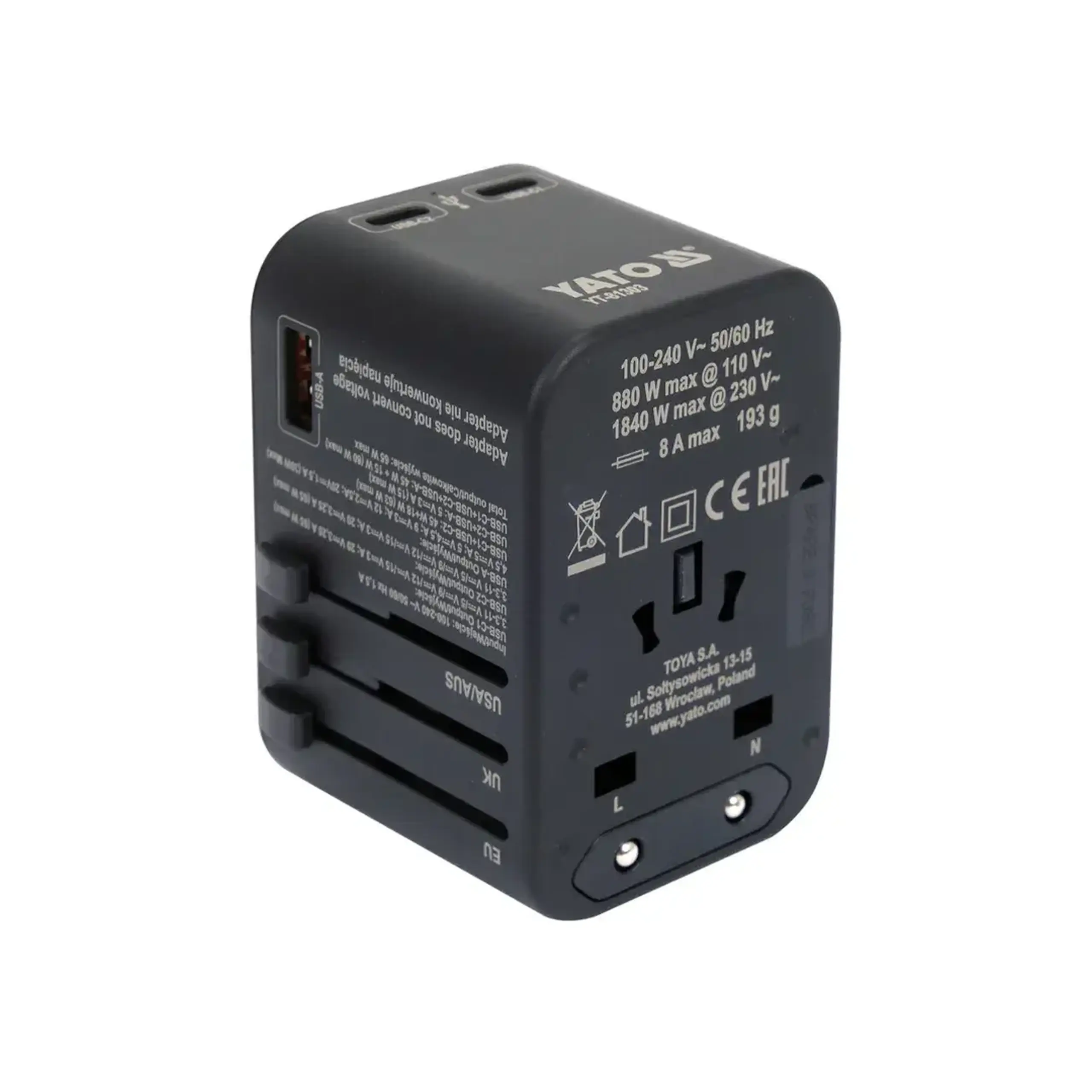 Adaptor universal 8 A 110 - 240 V IP20 Yato